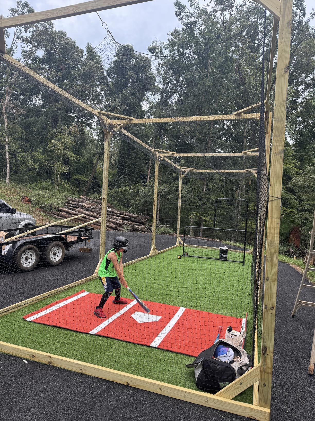 RIIFRILY Baseball Batting Cage Nets, 20'L/ 35'L/55'L/70'L Baseball and Softball Cage Netting, Enclosed HDPE #30 /#45 Netting Batting Cages for Backyard and Indoor (NET ONLY) customer photo 2