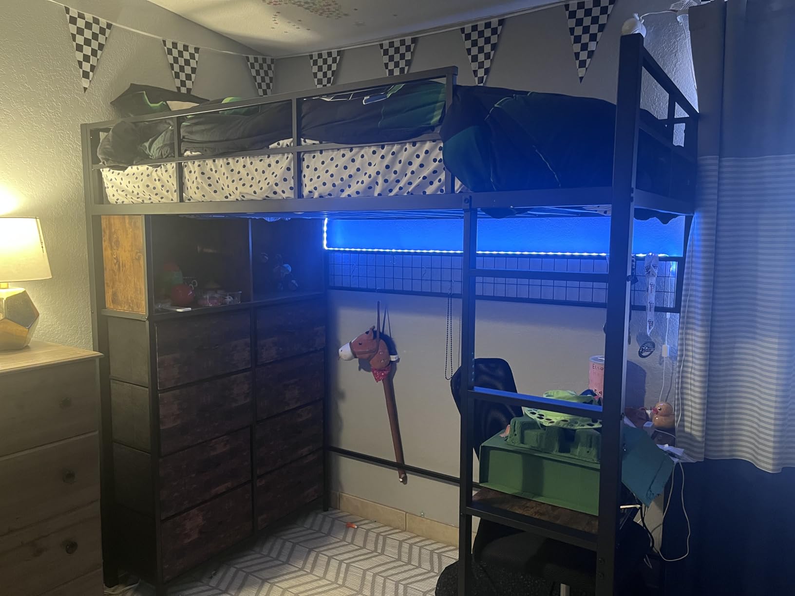 BTHFST Twin Loft Bed with Desk & 8 Storage Drawers Tall Dresser, White Metal Loft Bed with LED Lights & Charging Station, 2-Tier Storage Shelves, Stable & Sturdy, Noise Free, White customer photo 1