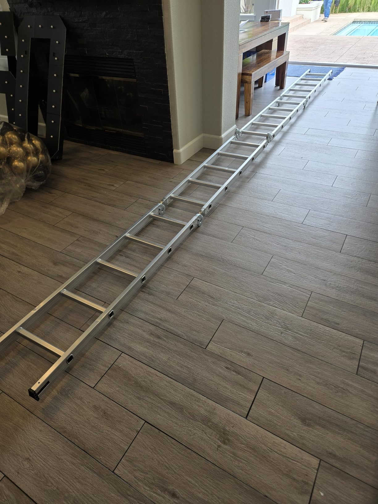 VEVOR Multi-Purpose Folding Ladder, 7-in-1 Tall Step Ladder, A Frame 3 Step Adjustable Telescoping Ladder, 12ft Reach Height Heavy Duty Extension Ladder, 330 lbs Capacity for Household Outdoor Work customer photo 1