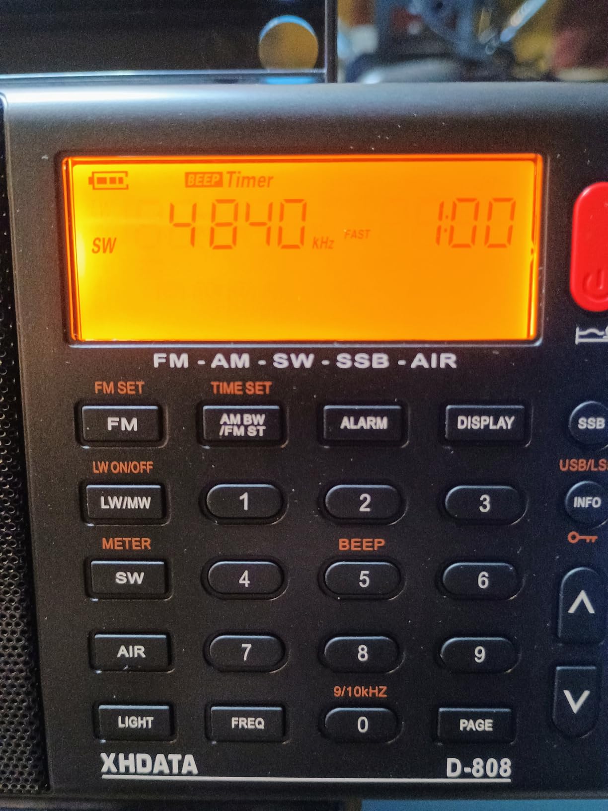 XHDATA D808 Portable AM FM SW LW Air Band Radio SSB RDS Multi Band Radio Speaker with LCD Display Alarm Clock External Antenna (Grey) customer photo 1