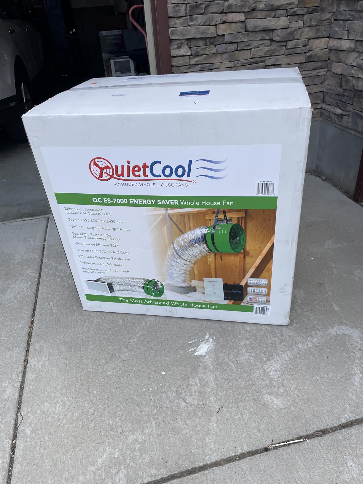 QuietCool QC ES-7000 RF Energy Saver Advanced Whole House Fan with Wireless Control - Up to 6878 CFM - As low as 164 watts - Two Speed - Covers up to 3,439 SQFT - 10 Year Warranty customer photo 2