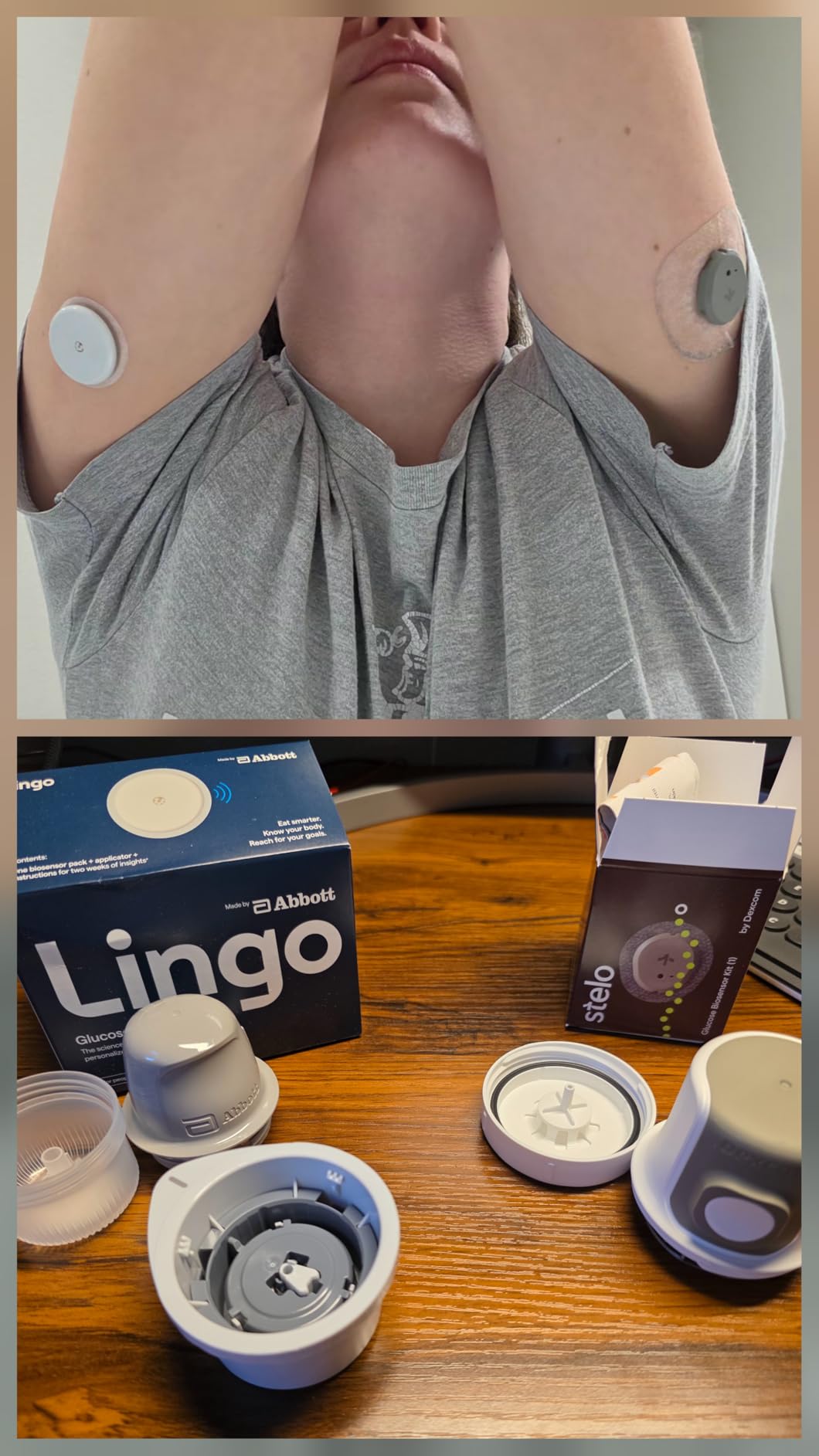 Lingo Continuous Glucose Monitor (CGM). Made by Abbott. Optimize Your Nutrition with Real-time Glucose Data & Insights. 1 Lingo biosensor lasts up to 14 Days. Works with iOS and Android. US Only. customer photo 2