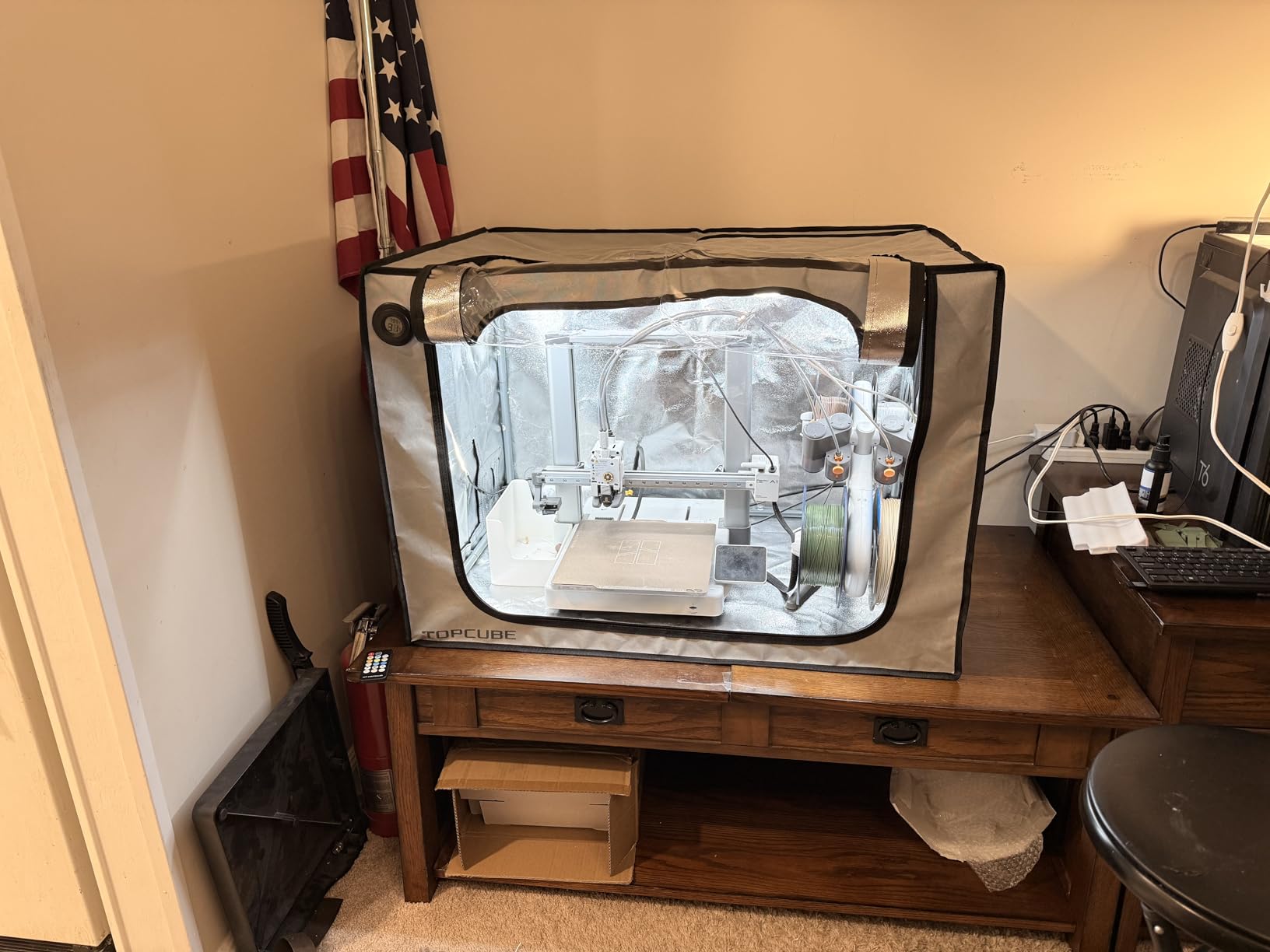 TOPCUBE 3D Printer Enclosure for Bambu Lab A1 Combo, Stainless Steel Frame Enclosure with LED Light, Fireproof Dustproof Noise Reduction Constant Temperature 3D Printer Cover, 838x588x588MM customer photo 2