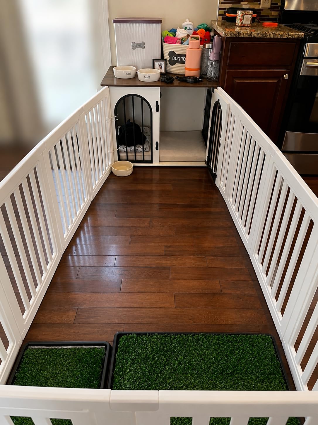 Dog Playpen, Clear Dog Pen, Dog Pen Indoor, Easy to Install and Remove Dog Play Pen, Puppy Playpen Suitable for Dogs, Cats, White 23.6 inch Height, 8 Panels customer photo 1