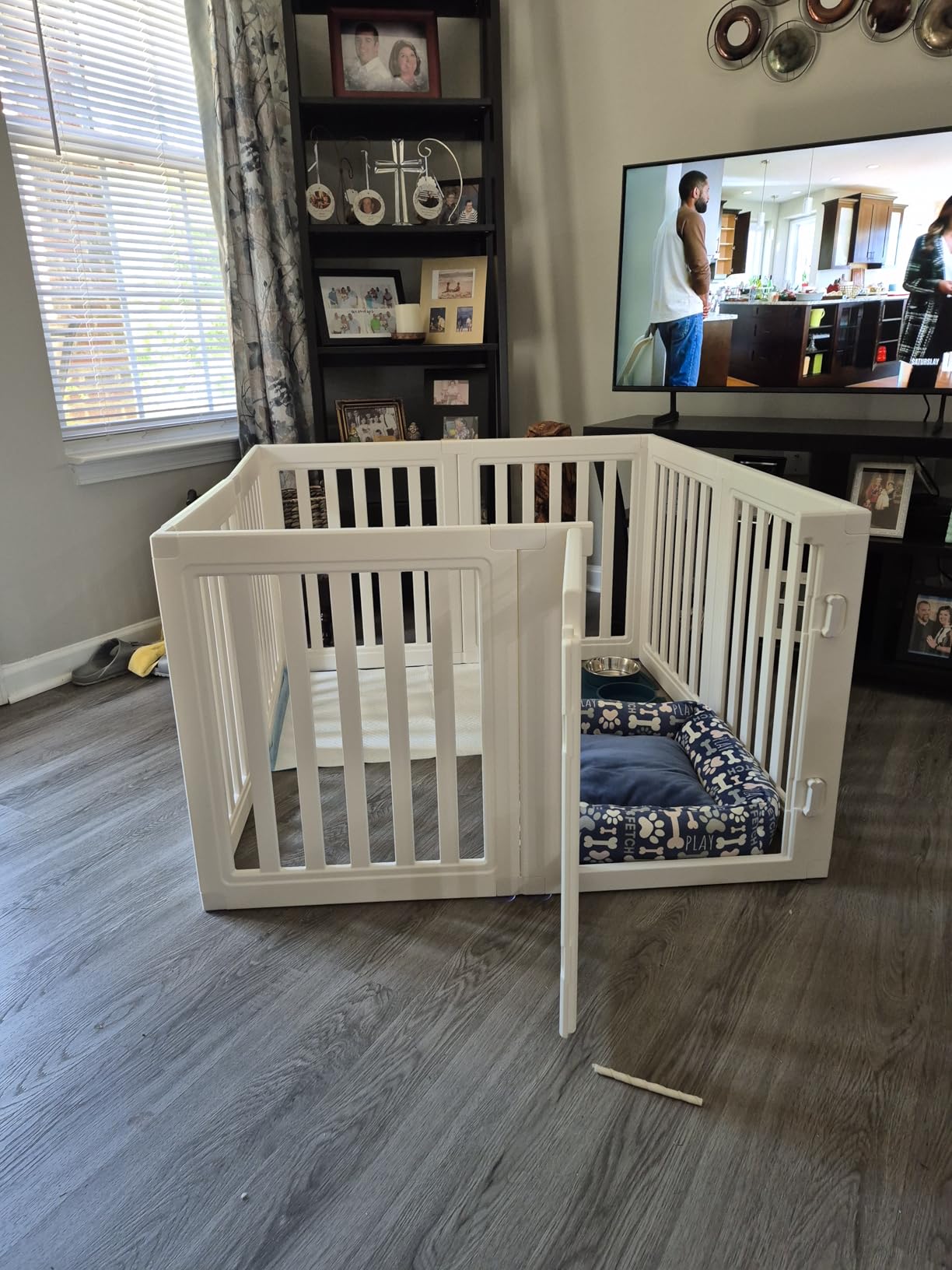 Dog Playpen, Clear Dog Pen, Dog Pen Indoor, Easy to Install and Remove Dog Play Pen, Puppy Playpen Suitable for Dogs, Cats, White 23.6 inch Height, 8 Panels customer photo 2