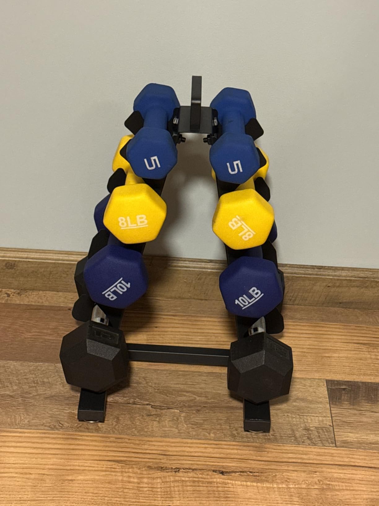 TomCare 6-Tier|5-Tier|4-Tier Dumbbell Rack Stand Only, Weight Rack for Home Gym Storage Stand for Weights Metal A-Frame Strength Training Dumbbell Holder with Handle (Dumbells not Included) customer photo 1