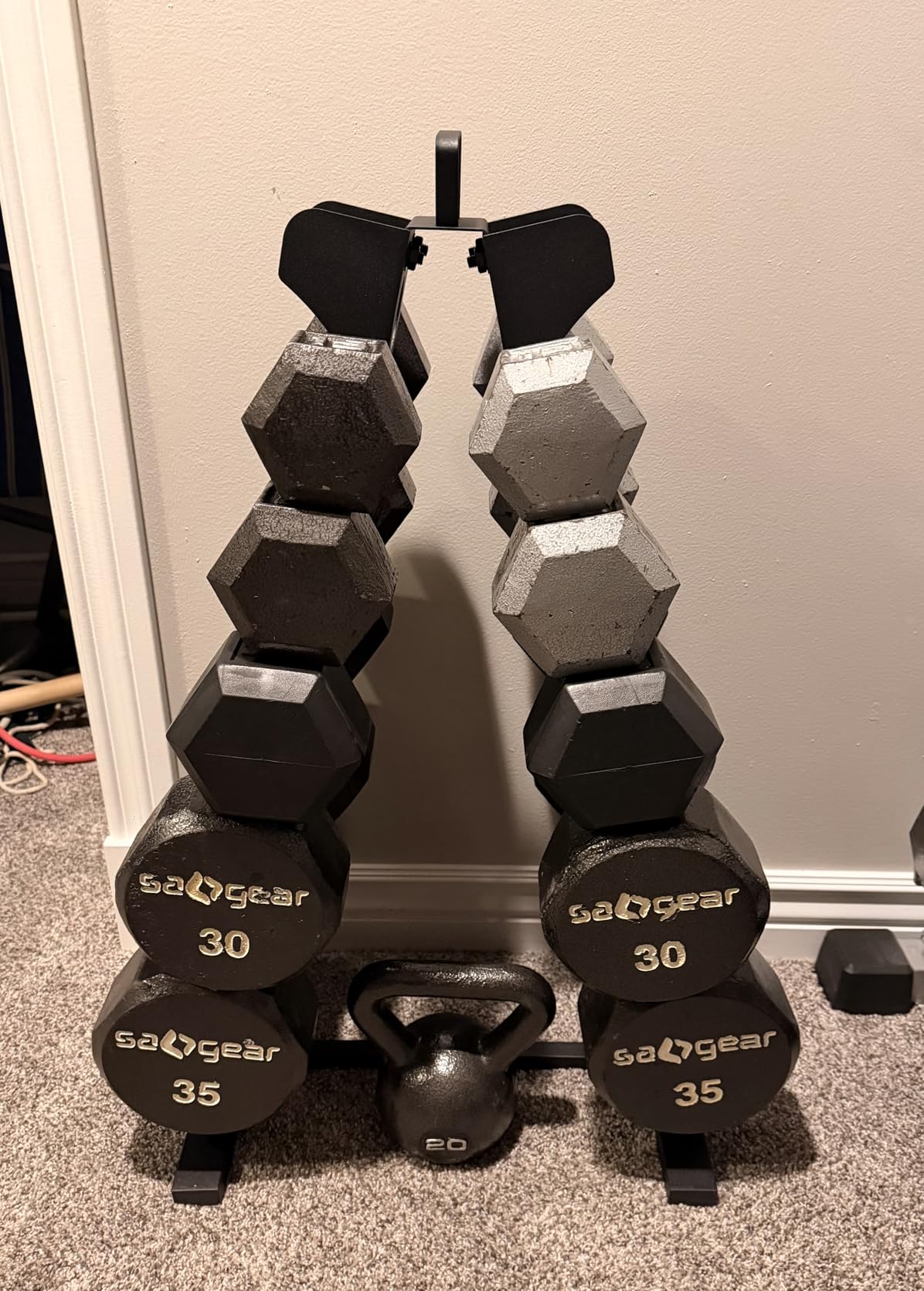 TomCare 6-Tier|5-Tier|4-Tier Dumbbell Rack Stand Only, Weight Rack for Home Gym Storage Stand for Weights Metal A-Frame Strength Training Dumbbell Holder with Handle (Dumbells not Included) customer photo 2