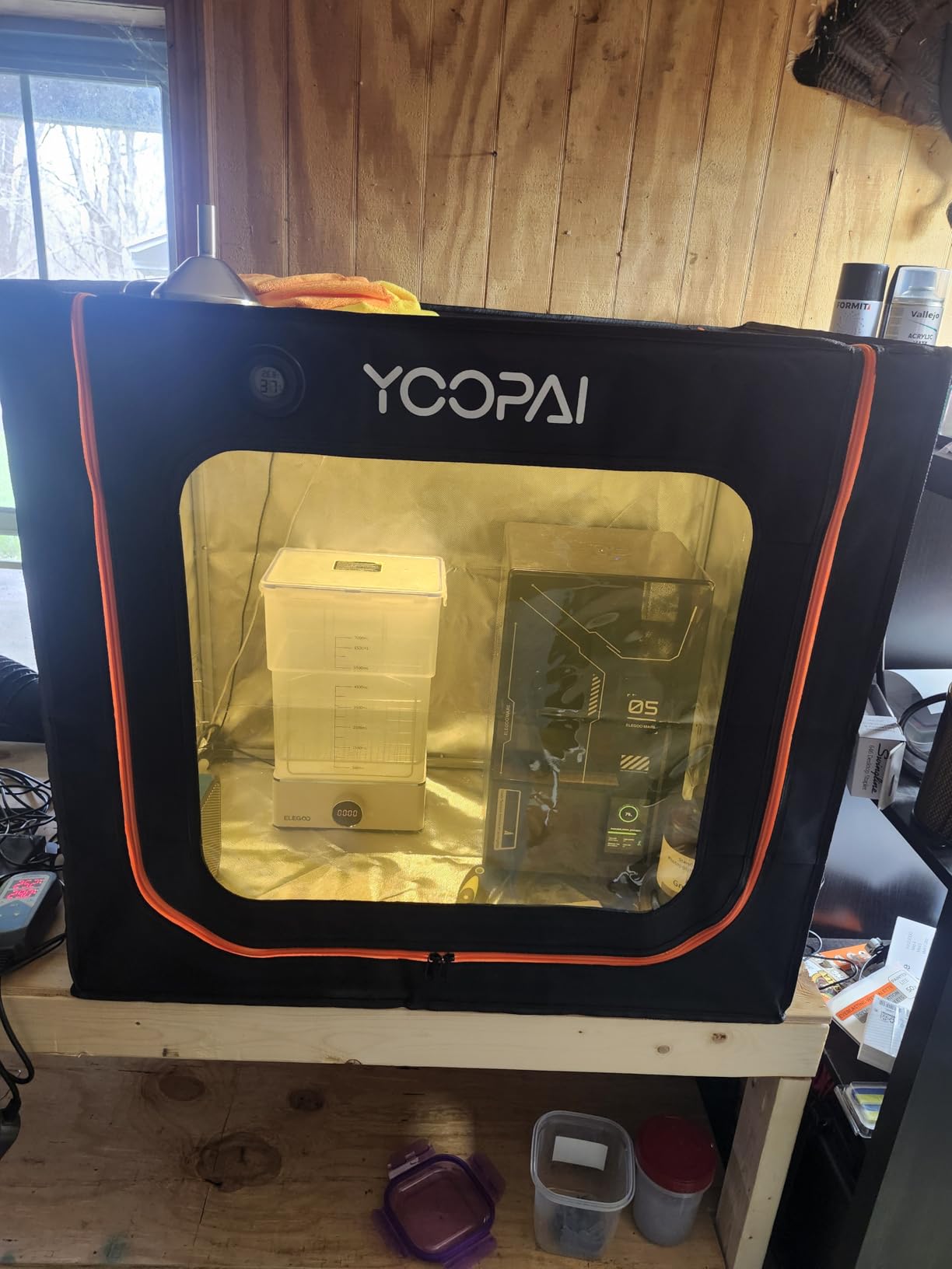 Multifunctional Large Resin 3D Printer Enclosure with Ventilation Kit LED Light, 3D Print Vented Enclosure Eliminate Odors Dustproof Isolate Noise Tent Cover Compatible with LCD Resin UV 3D Printer customer photo 2