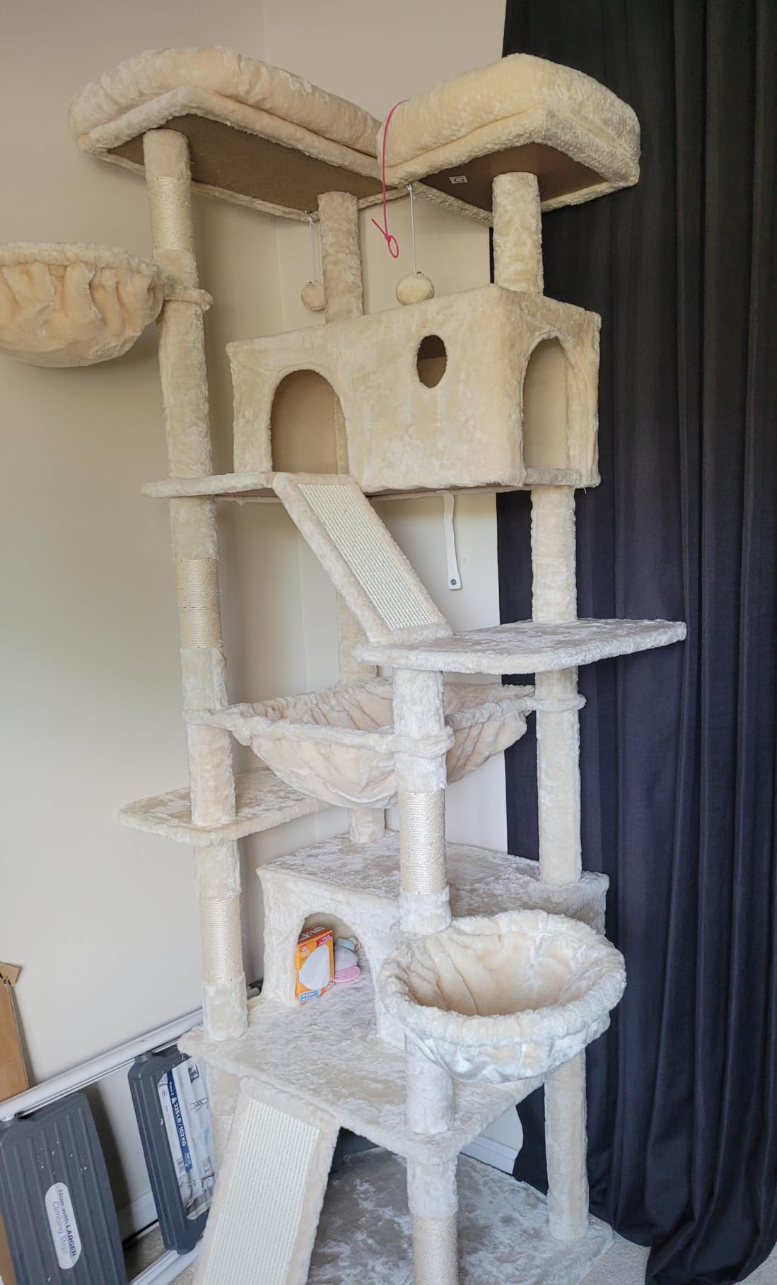 SHA CERLIN 81in Multi-Level Tall Cat Tree Tower for Indoor Kitties/Larger Cat Condo Furniture with Hammock/Cozy Pussycat Perches/Sisal Scratching Posts/Pet House/Wide Base/Grey customer photo 1