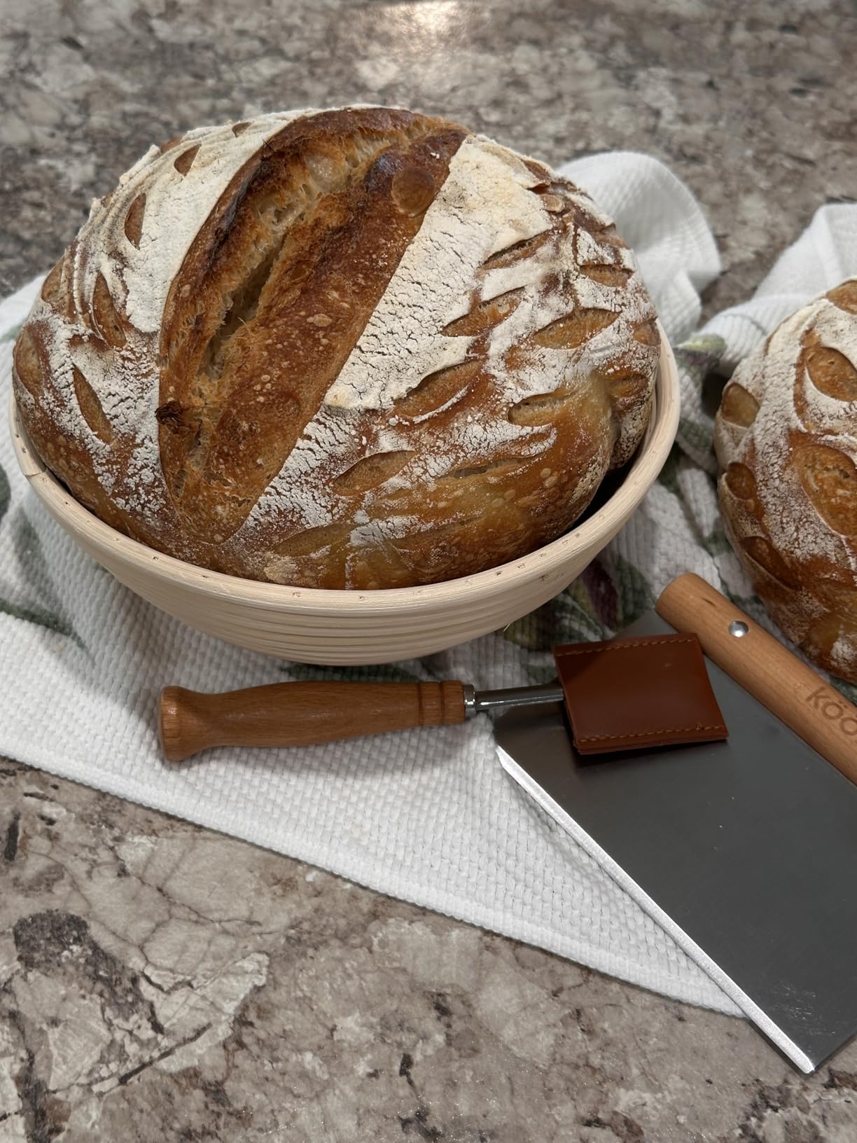 Kook Banneton Bread Proofing Baskets, Artisan Sourdough Bread Making Baskets, 9.8 Inch Handwoven Rattan Baskets and Cloth Liners, Set of 2, Oval customer photo 1