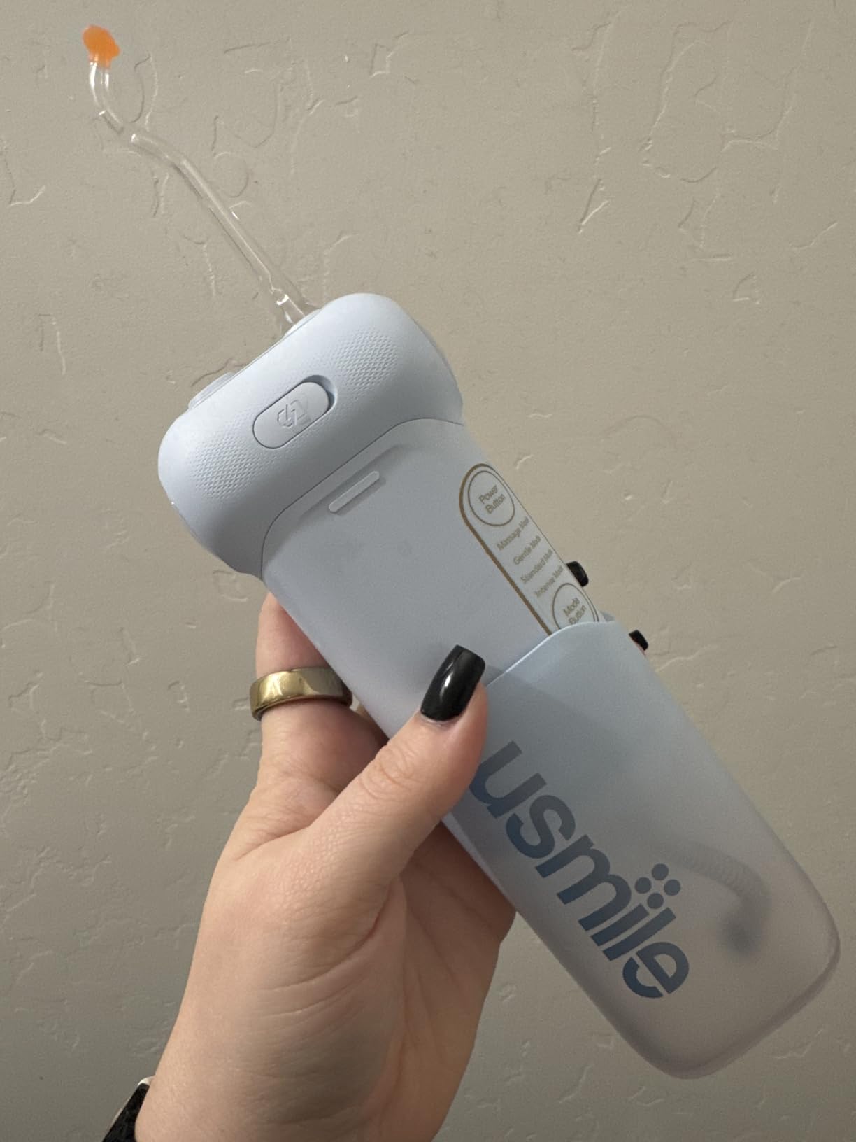 usmile C10 Portable Water Flosser for Travel - 95-Day Battery, 4 Modes, 360 Nozzle, 180ml Tank, IPX7 Waterproof, Dentist-Recommended for Braces, Implants & Sensitive Gums (Blue) customer photo 2