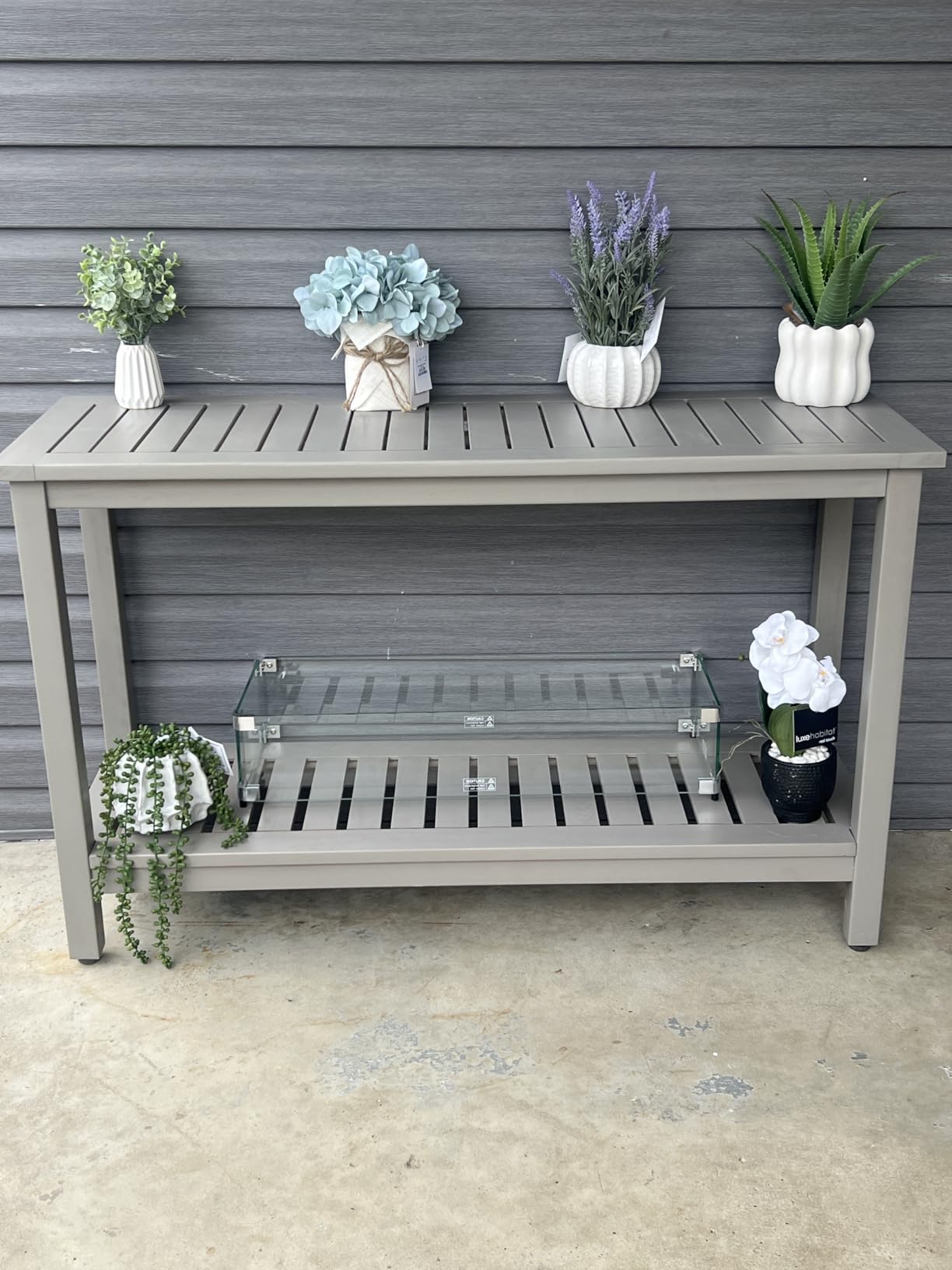 Best Choice Products 48in 2-Shelf Eucalyptus Wooden Console Table Indoor Outdoor Multifunctional Buffet Bar Storage Organizer w/Foot Sliders - Black customer photo 2