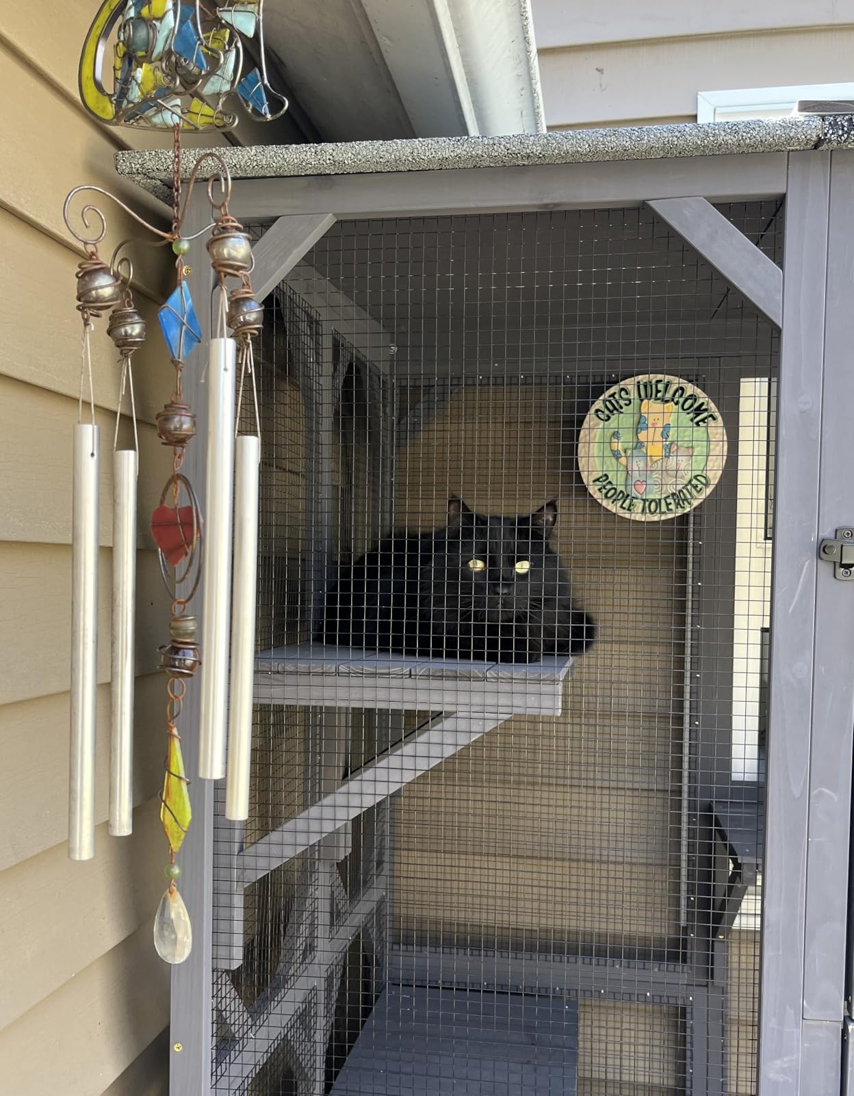 Aivituvin Cat House Outdoor Catio Kitty Enclosure with Super Large Enter Door, Wooden Cat Cage Condo Indoor Playpen with Platforms, Small House, 70 Inch customer photo 1