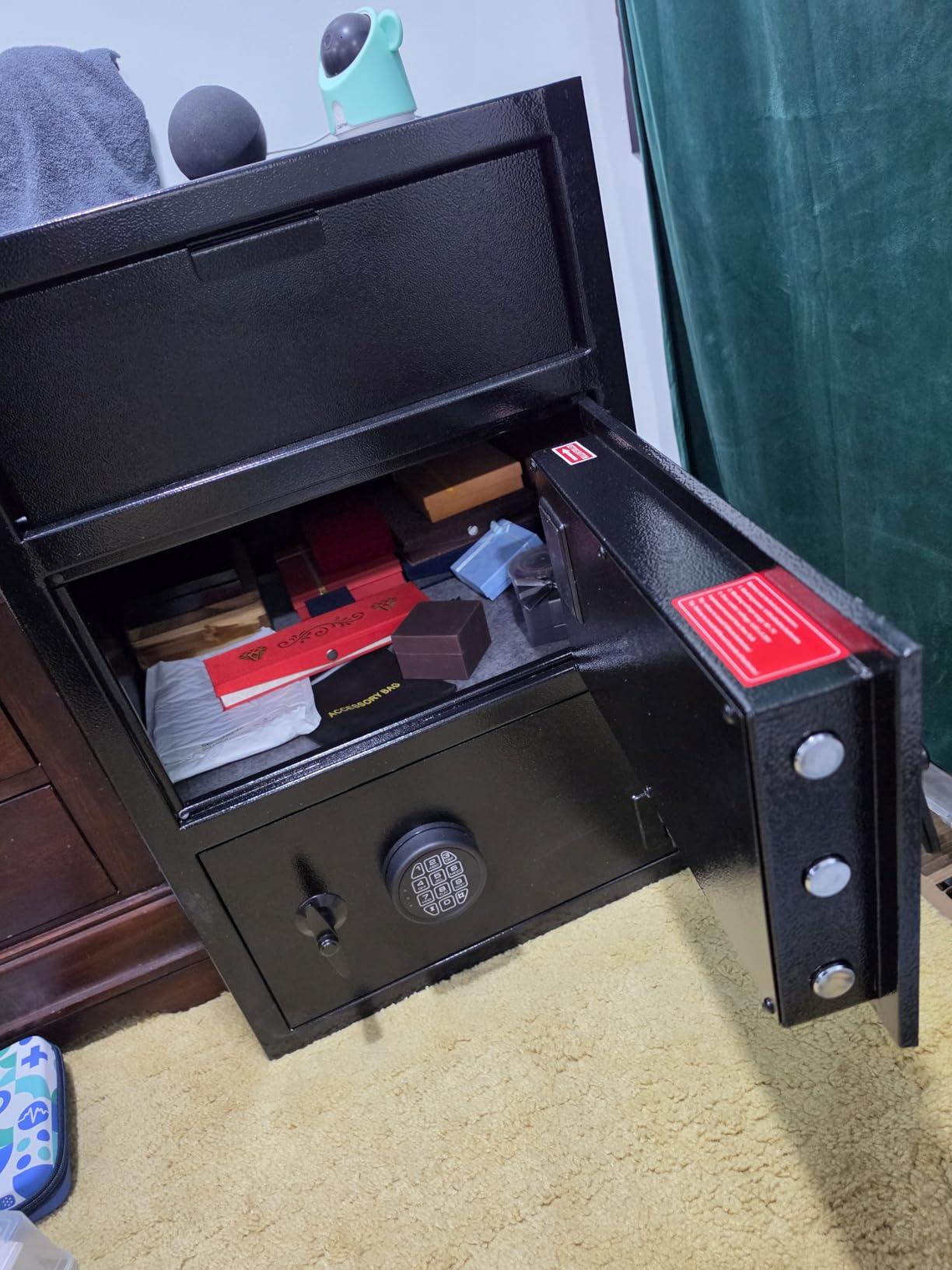 9.5 CUB Drop Safe Heavy Duty Dual Door Safe Box Fireproof Waterproof Money Safes Box with Digital Combination and Anti-Fishing & Free Fireproof Bag for Home Office Jewelry Documents customer photo 1