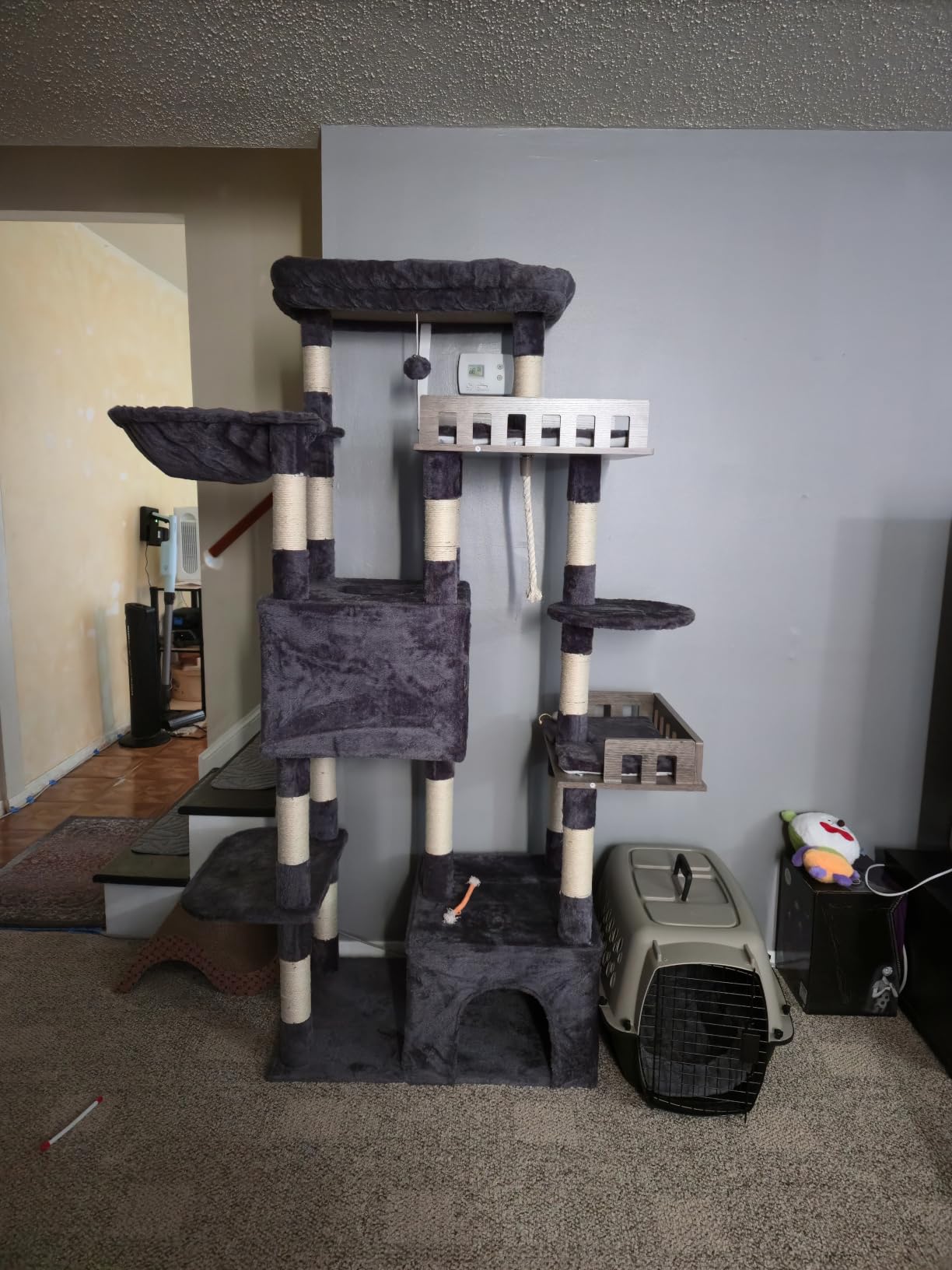 Gitelsnour Maine Coon Cat Tree, Heavy Duty Cat Tree for Indoor Cats Large Adult, Cat Tower for Large Cats 20 lbs+ with Hammock, 2 Big Perches, 2 Cat Condos, 15 Scratching Posts, Smoky Gray GCT033G customer photo 2