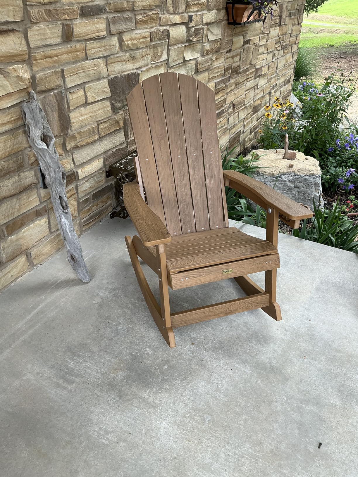 Outdoor Rocking Chairs Set of 2, Adirondack Chair with Retractable Ottoman, Adjustable Adirondack Rocking Chair, Weather Resistant, for Patio, Porch, Lawn, Heavy Duty, Black customer photo 1