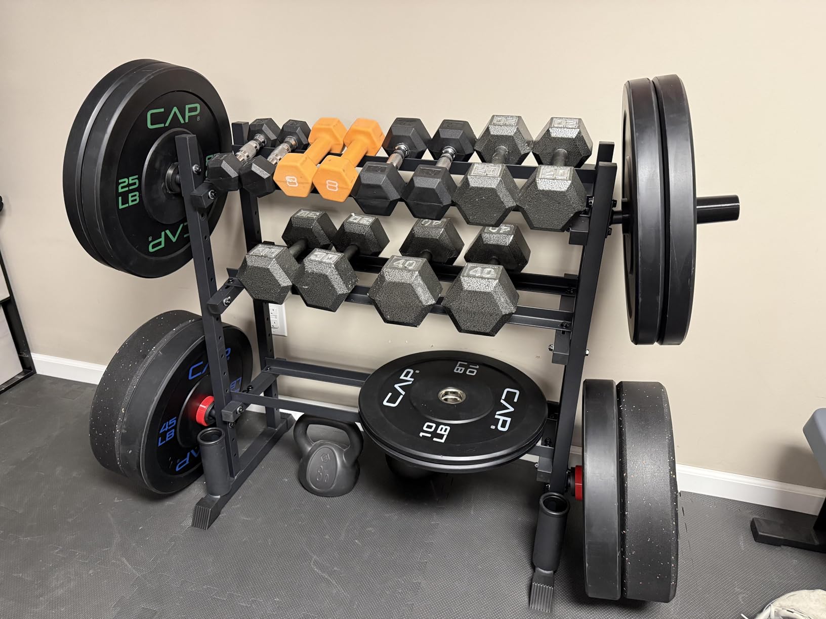 3-Tier Dumbbell Rack, 1100LB Capacity Adjustable Weight Rack for Home Gym, Heavy-Duty Weight Stand for Dumbbells Kettlebells & Weight Plates(Rack Only) customer photo 2