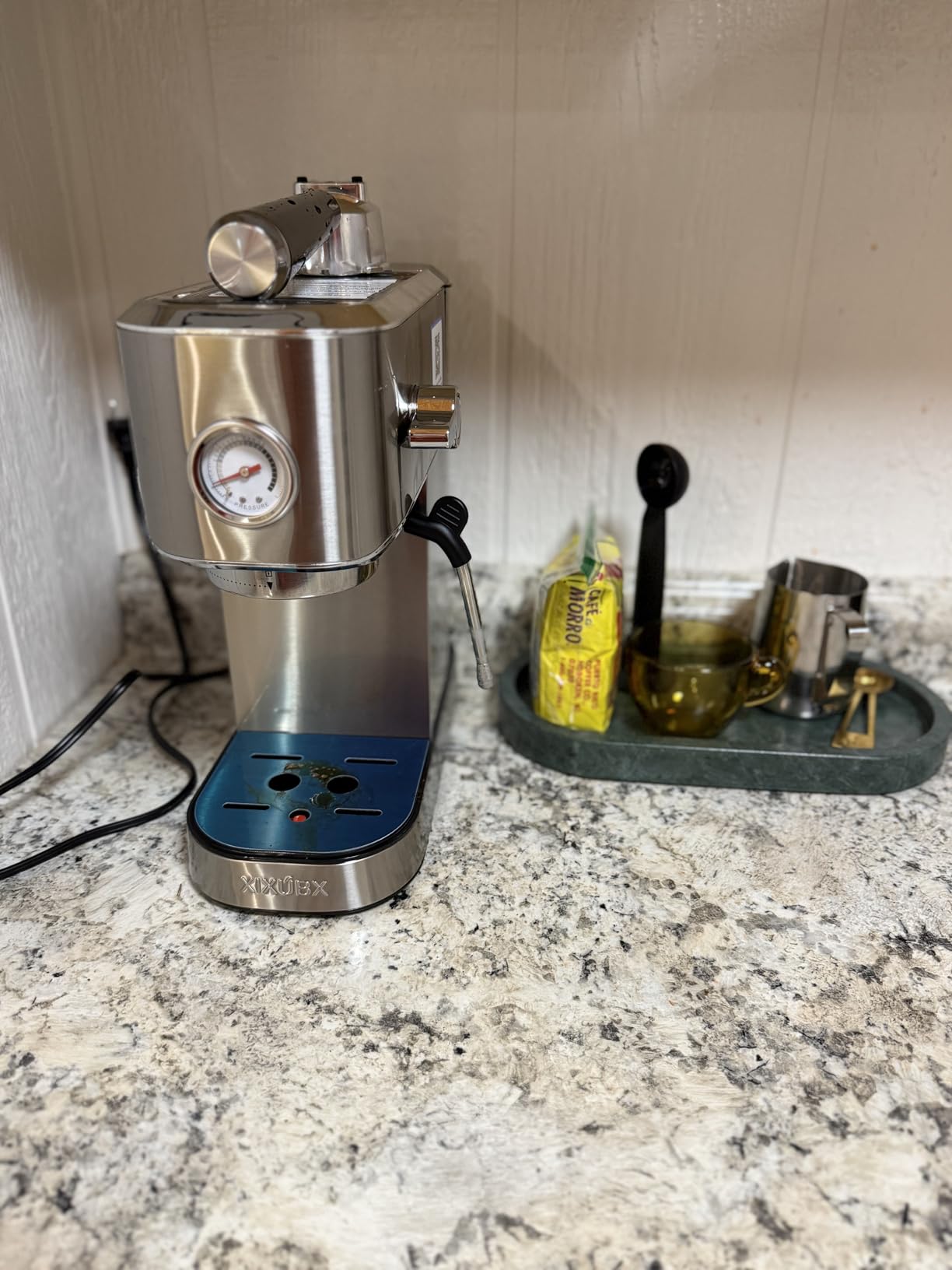 XIXUBX 20 Bar Espresso Machine, Compact Stainless Steel Espresso Maker with Milk Frother and Milk Frothing Pitcher, Coffee Machine for Cappuccino and Latte, 42 oz Water Tank for Home, Office, Silver customer photo 2
