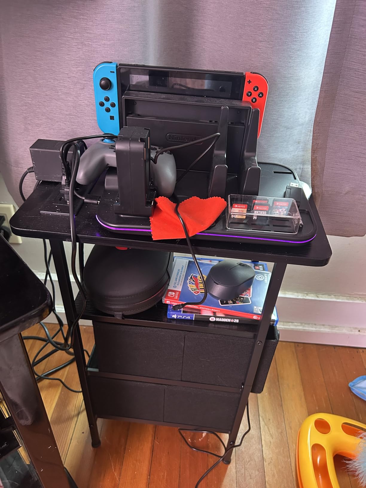 [Switch 2/1 Compatible] FASTSNAIL Charging Dock & Orgainzer Station & Cooling Fan for Nintendo Switch 2/1/OLED, Storage Stand for JoyCon 2/1 with 12 Card Slots, Controller/Headset Holder, 9 RGB Modes customer photo 1