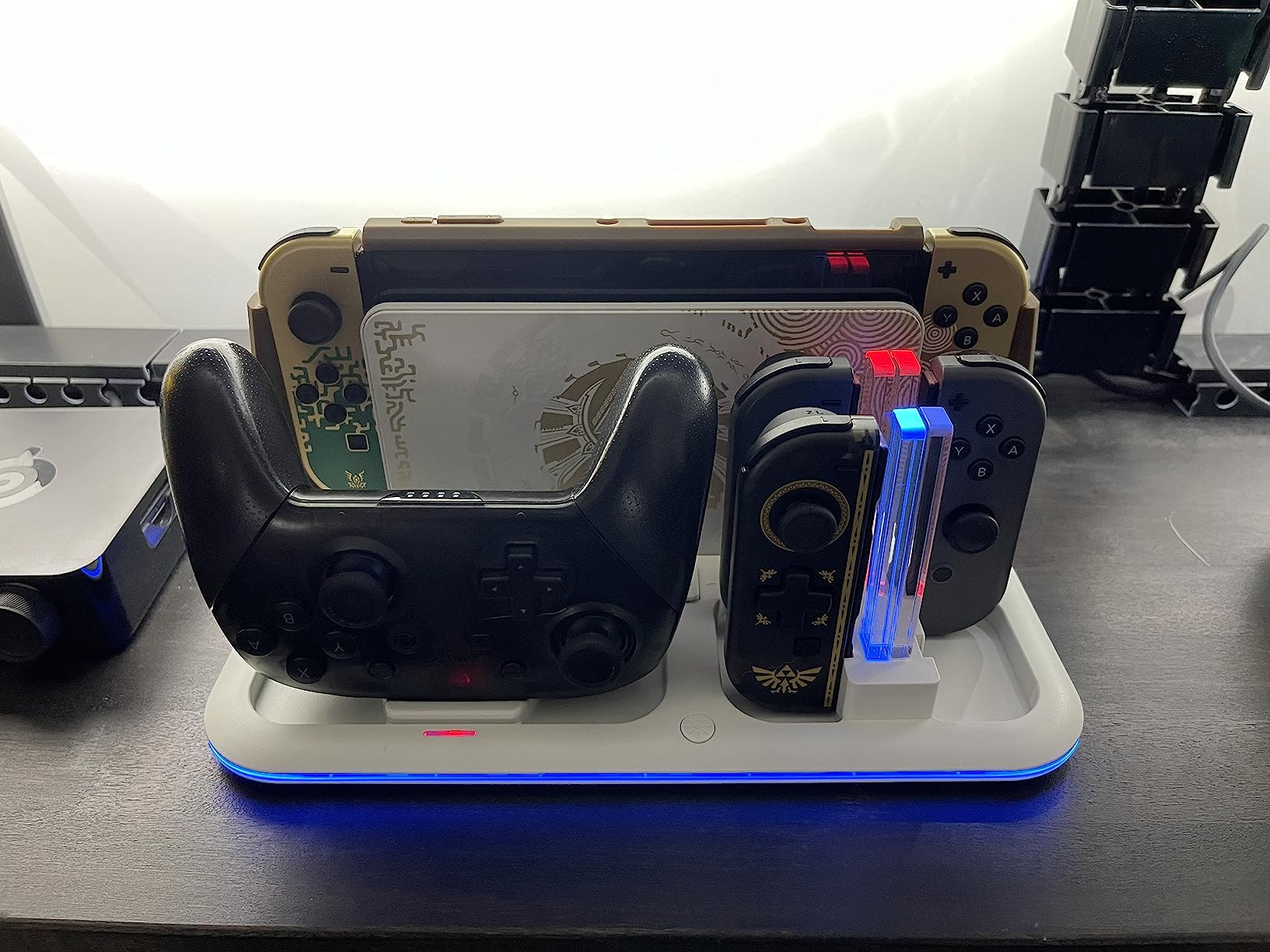[Switch 2/1 Compatible] FASTSNAIL Charging Dock & Orgainzer Station & Cooling Fan for Nintendo Switch 2/1/OLED, Storage Stand for JoyCon 2/1 with 12 Card Slots, Controller/Headset Holder, 9 RGB Modes customer photo 2