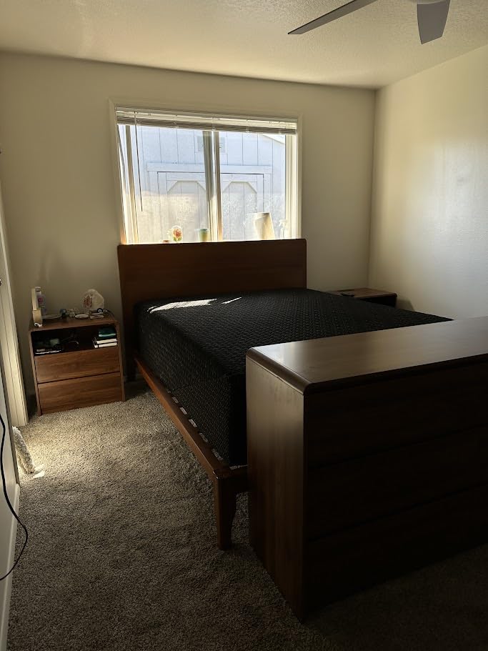 Merax Queen Size Bamboo Platform Bed, Mid-Century Modern Bed Frame with Tall Headboard, Solid Sustainable Bedframe Queen-Size, Wood Slat Support, No Box Spring Needed, Easy Assembly, Espresso customer photo 1