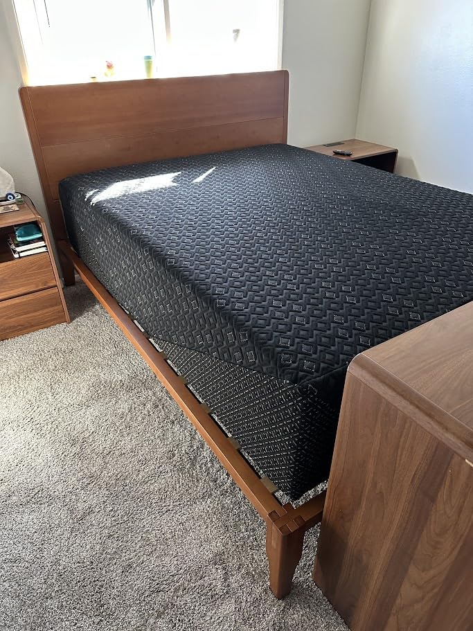 Merax Queen Size Bamboo Platform Bed, Mid-Century Modern Bed Frame with Tall Headboard, Solid Sustainable Bedframe Queen-Size, Wood Slat Support, No Box Spring Needed, Easy Assembly, Espresso customer photo 2