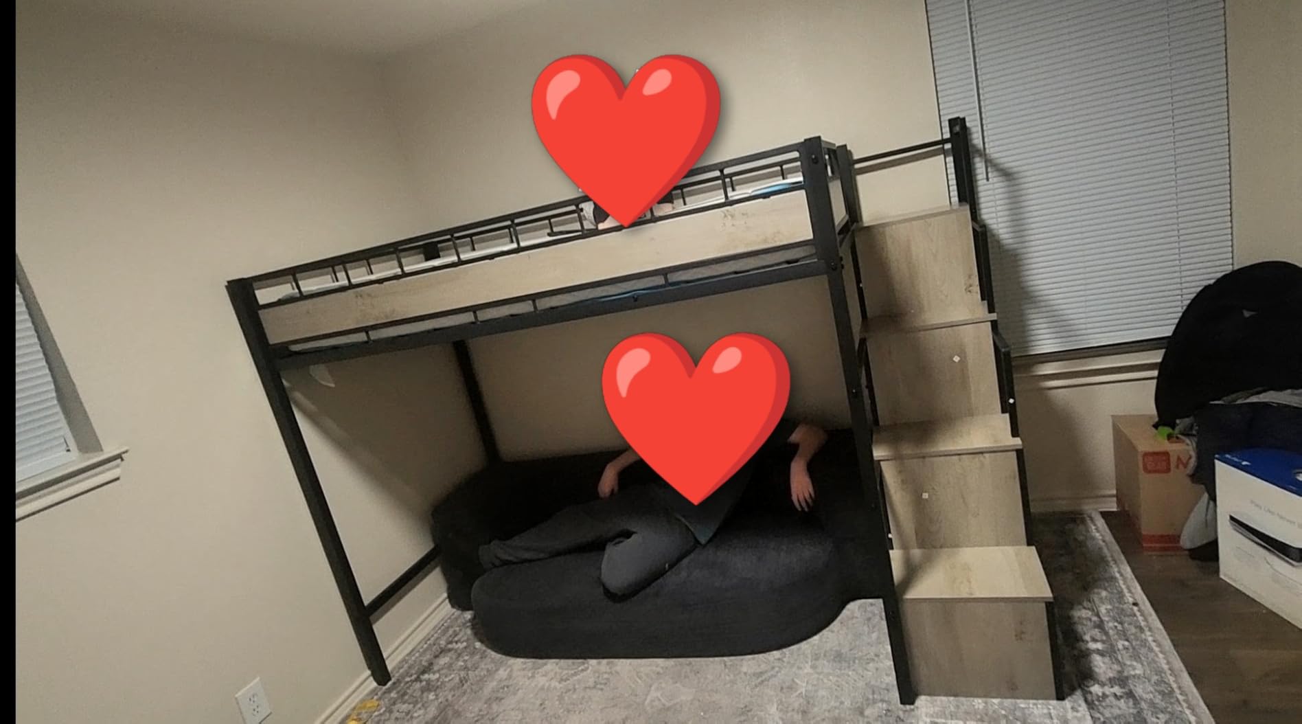 Twin Loft Bed with LED Lights and Charging Station, Industrial Heavy Duty Metal Loft Bed Frame with Ladder and Guardrail for Kids Adults, Small Space Saving Design for Bedroom Dorm, Vintage Brown customer photo 1