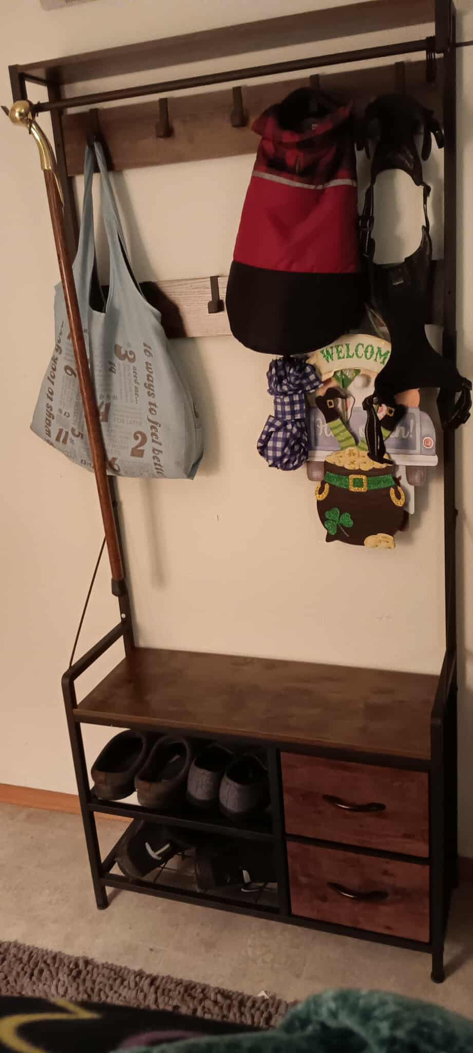 Lulive Hall Tree with Bench and Shoe Storage, 39.4