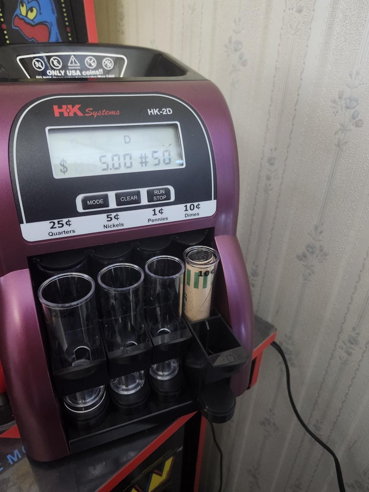 HK SYSTEMS HK-2D Digital USD Coin Counter and Sorter with LCD Display, Sorts 260 Coins Per Minute into Coin Wrappers, 2 Row Coin Wrapper Tubes Included customer photo 2