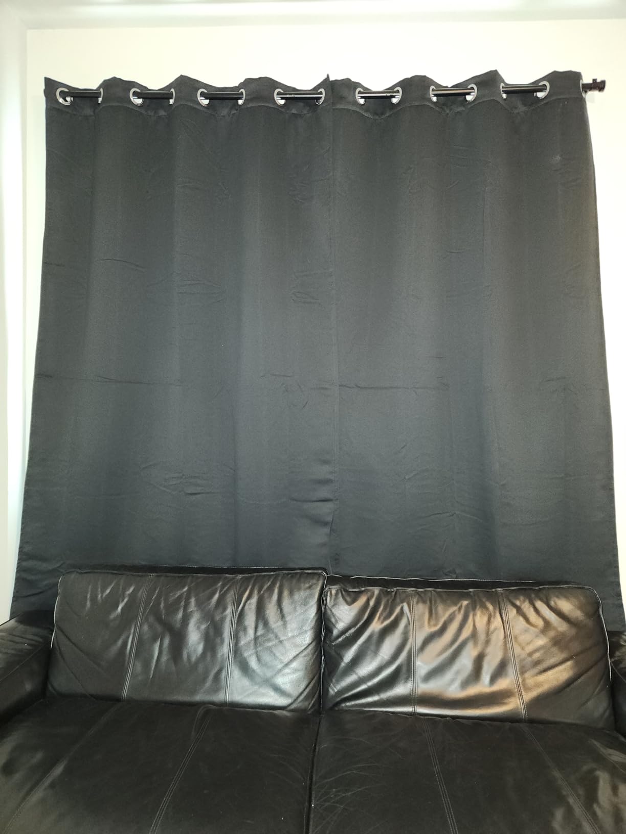 NICETOWN 3-in-1 Thermal Blackout Curtains 84 inches Long for Bedroom, Insulated Door Window Cover to Keep Cold Out with Thick Liner, Sound Absorbing Drapes for Living Room, 52W x 84L, 2 Panels, Black customer photo 1