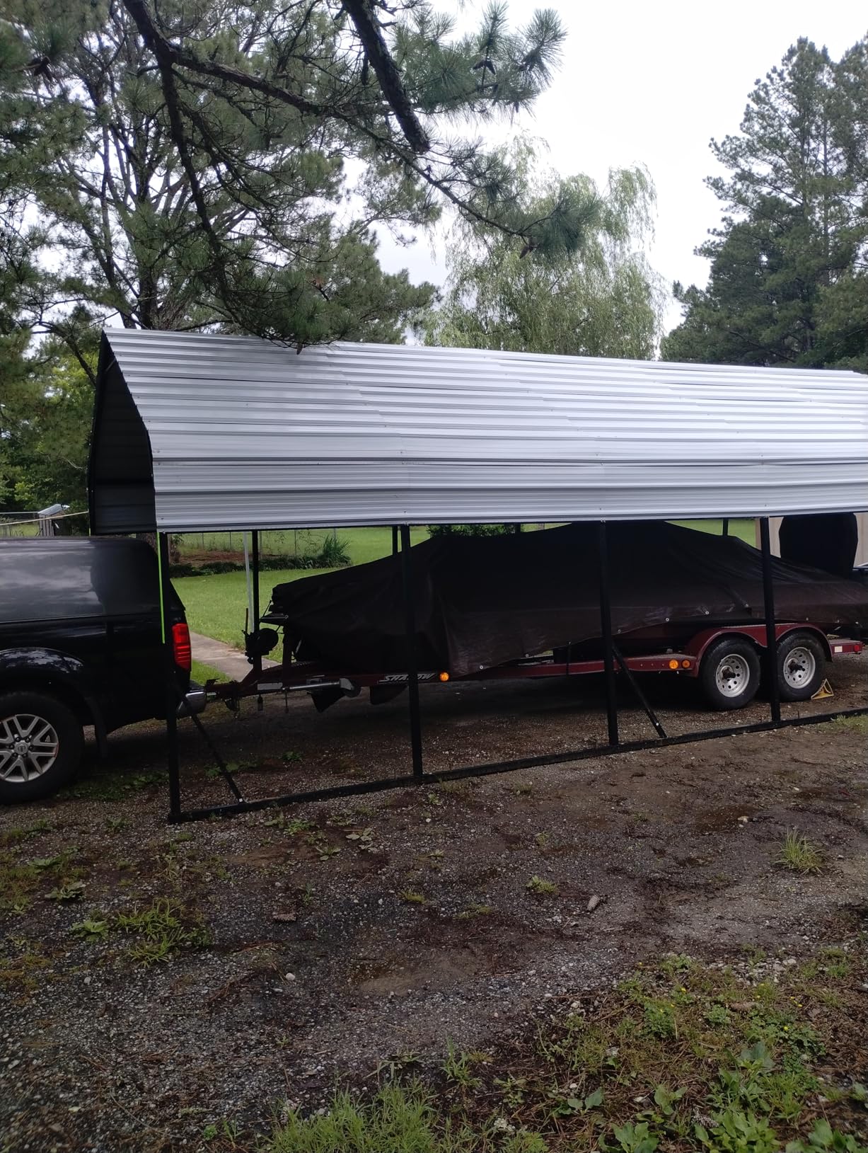 GarveeLife 12x13 ft Metal Carport Shed, Reinforced Frame and Steel Roof for All-Weather Use, Permanent Shelter for Cars, Motorcycles, ATVs, or Boats customer photo 2