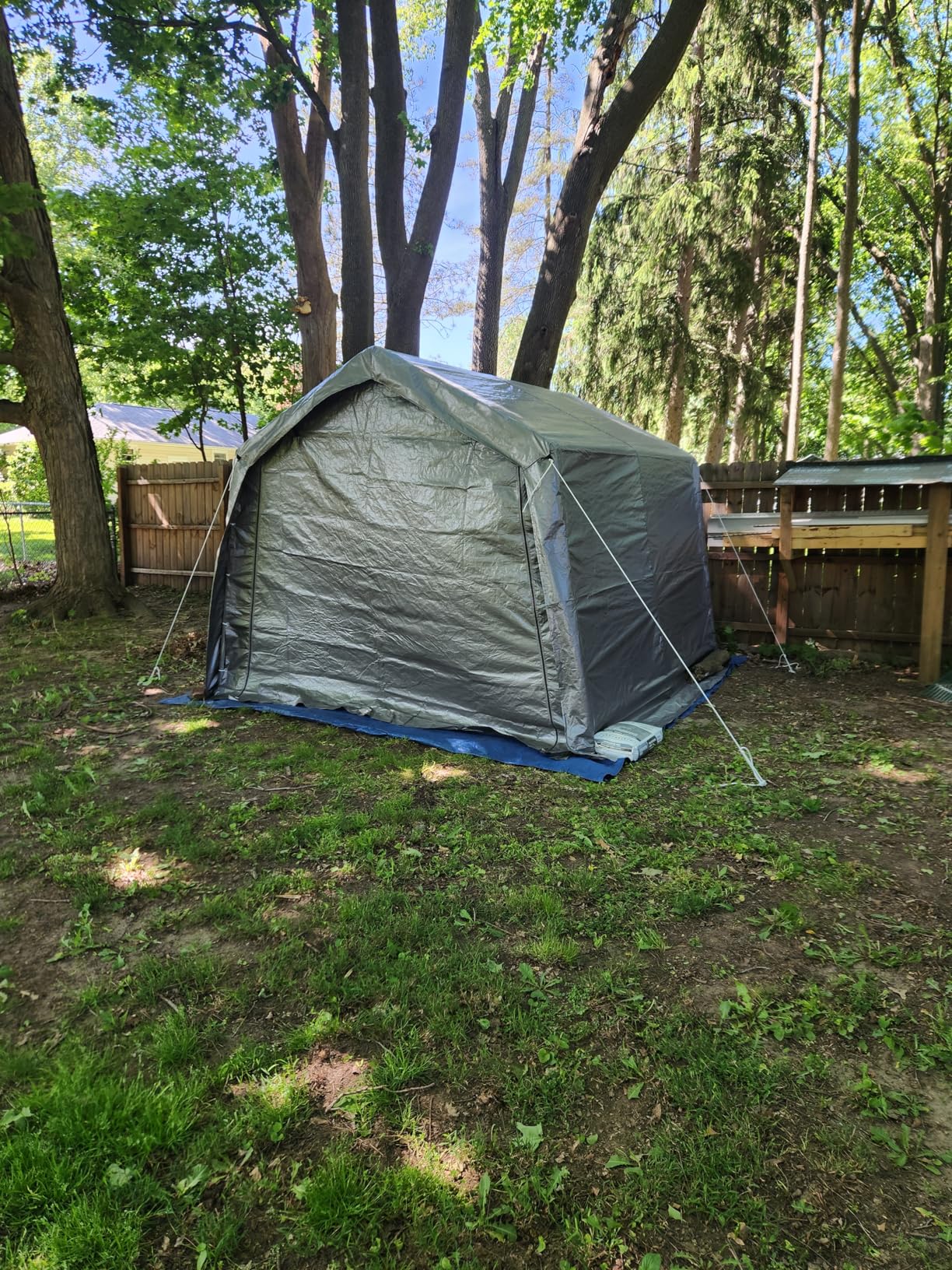 VEVOR 6x8x7 FT Heavy-Duty Portable Outdoor Storage Shed Tent, Waterproof Carport Garage Shelter with Roll-Up Zipper Door & Vents, UV-Resistant Canopy for Motorcycle, Bike, Lawn Mower, Tools, Gray customer photo 1