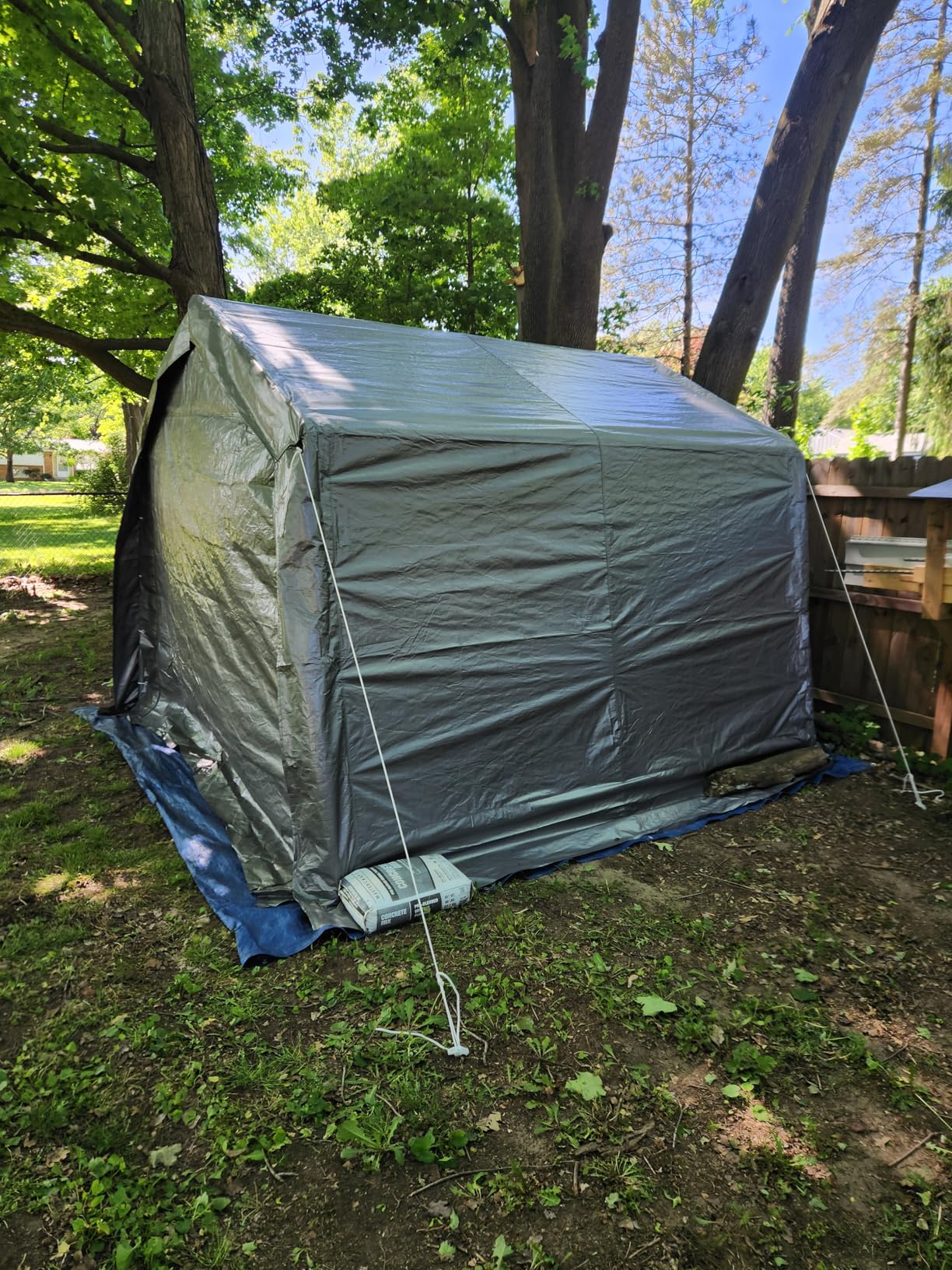 VEVOR 6x8x7 FT Heavy-Duty Portable Outdoor Storage Shed Tent, Waterproof Carport Garage Shelter with Roll-Up Zipper Door & Vents, UV-Resistant Canopy for Motorcycle, Bike, Lawn Mower, Tools, Gray customer photo 2