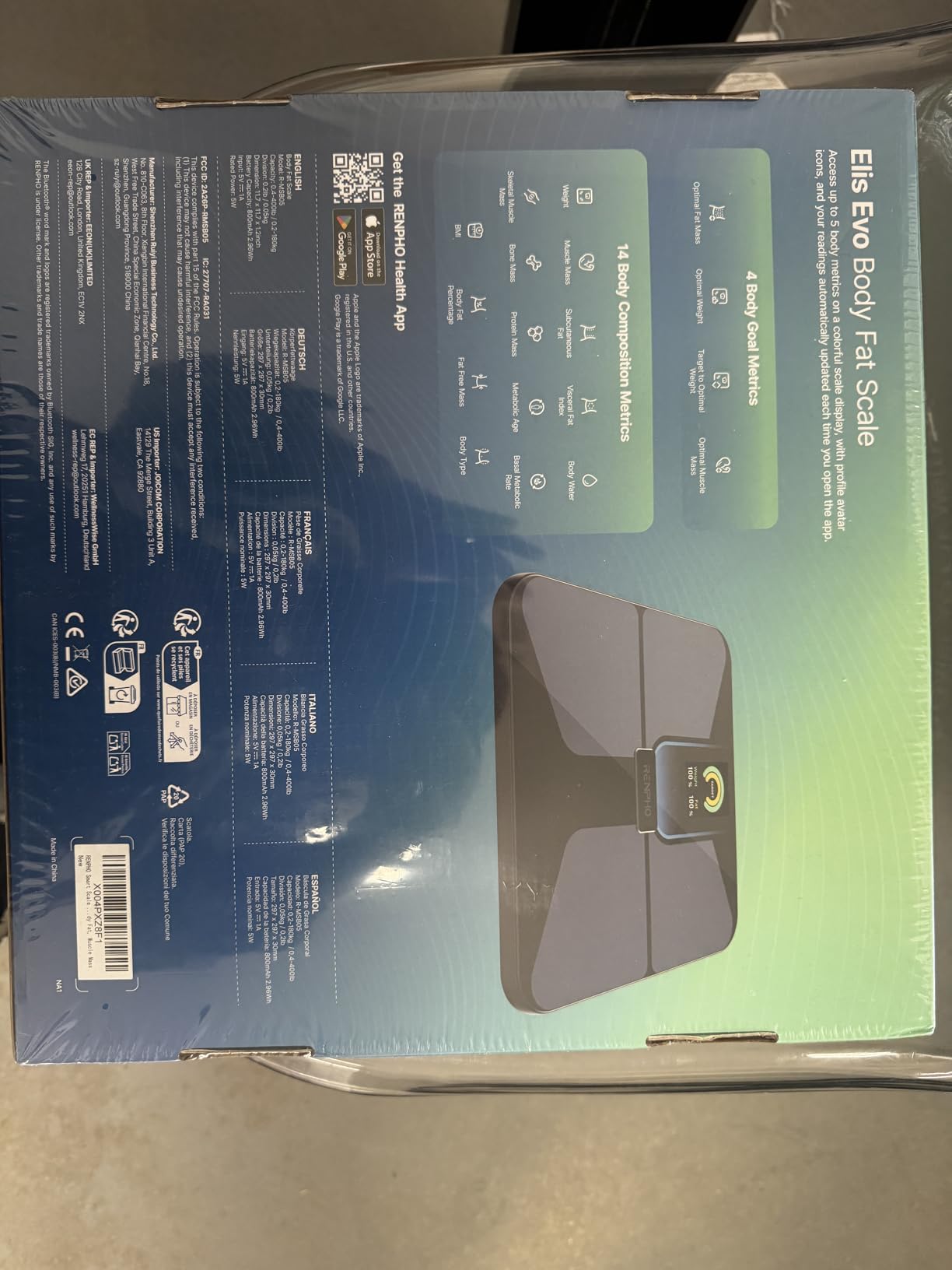 RENPHO Scale with BMI, Body Fat, Muscle Mass, Smart Scale for Body Weight, Wi-Fi & Bluetooth Body Composition Scale, Rechargeable, Elis Evo customer photo 1