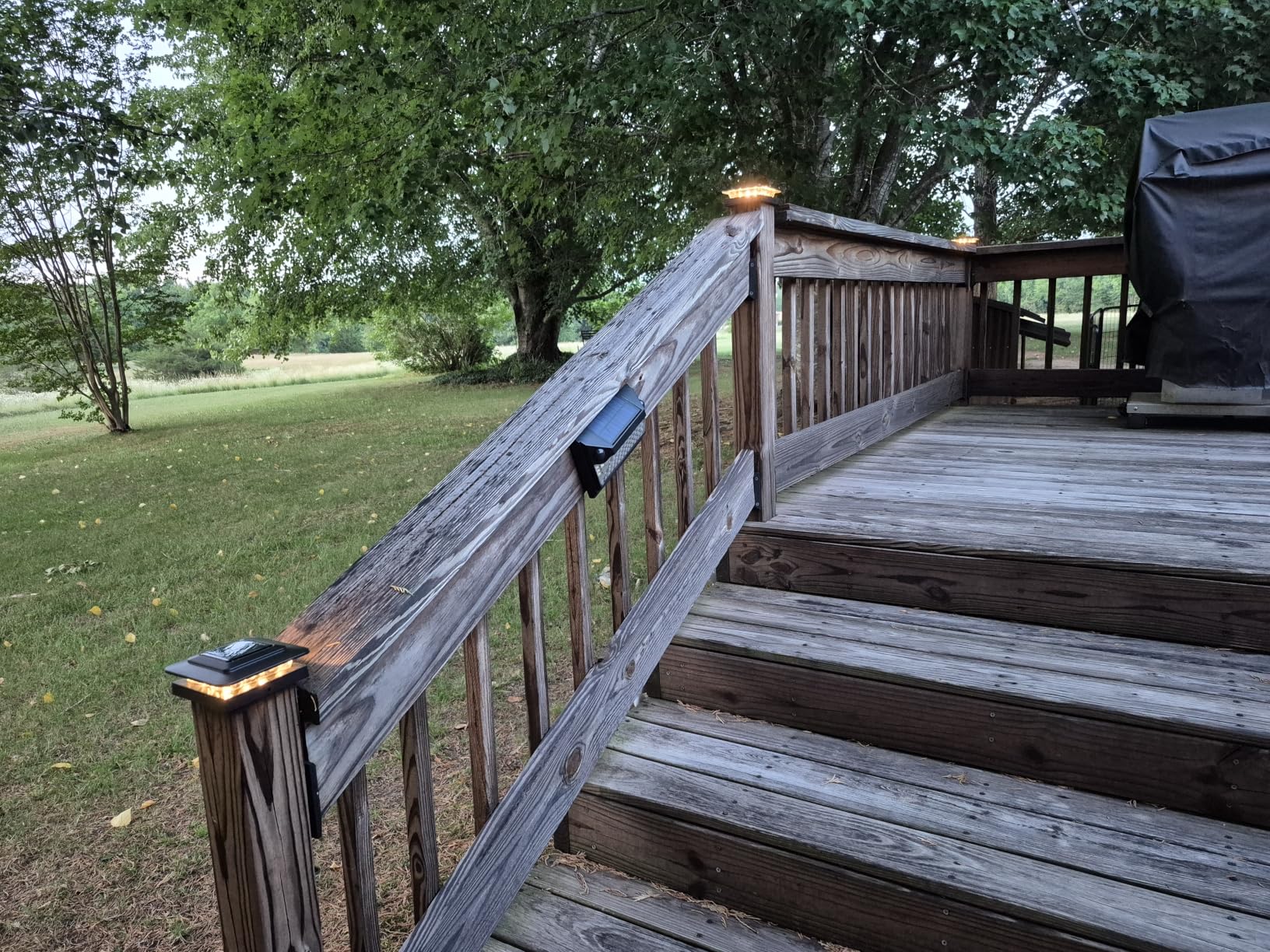 kolpop 4x4 Solar Post Cap Lights Outdoor 16Pack - 3 Color Temperatures & 2 Level Brightness, IP65 Waterproof, 16 LED Black Fence Deck Post Light Solar Powered for 4x4/3.5x3.5 Wood/Vinyl Posts customer photo 1