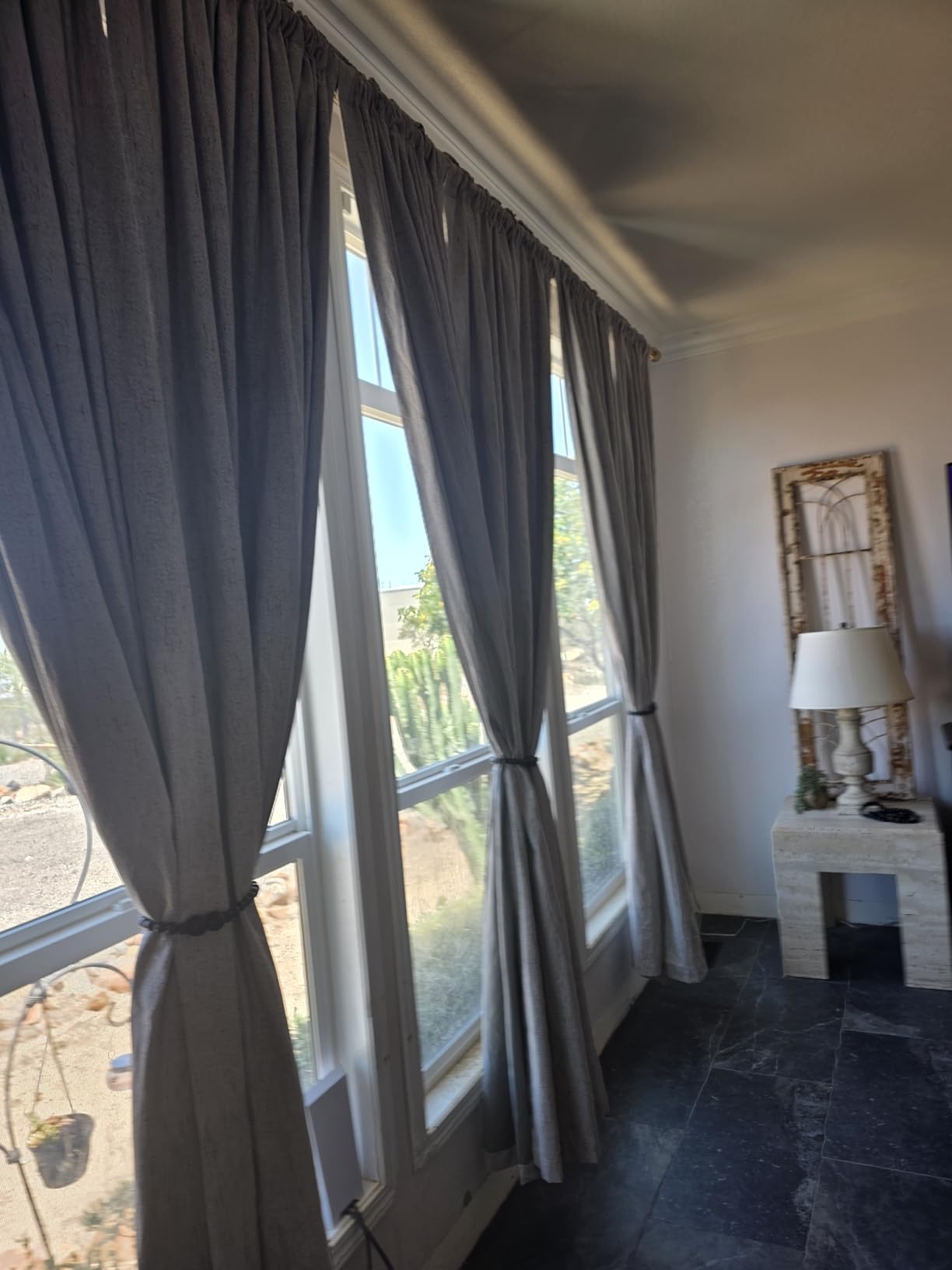 Extra Wide 70 Inch Linen Soundproof Blackout Thermal Curtains for Summer Heat, Noise Reducing Insulated Black Out Sliding Door Curtain for Bedroom 84 Inch Long, Living Room Drapes 84 Length 2 Panel Set customer photo 1