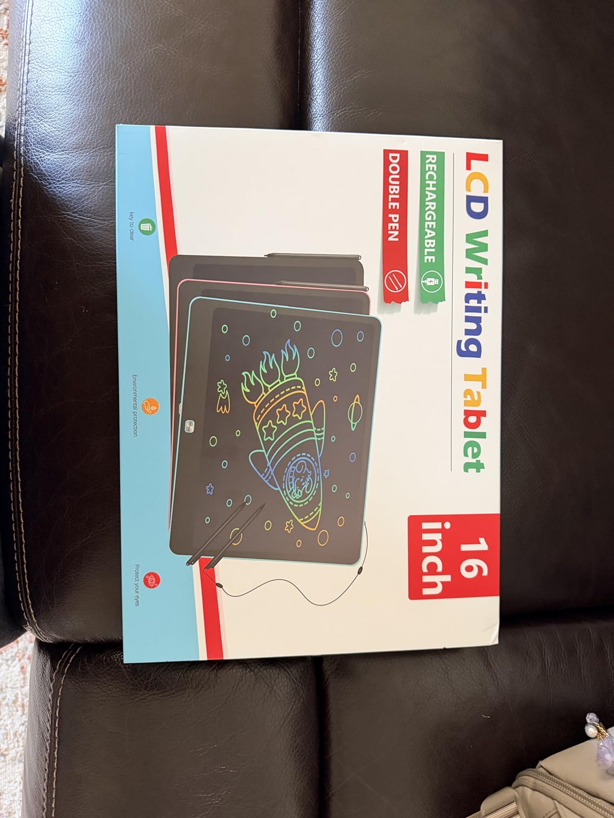 Rechargeable LCD Writing Tablet for Kids, 16 Inch Colorful Drawing Tablet, Educational Toddler Drawing Pad, Reusable Learning Toys for Kids (Ages 3-8), Ideal Gift for Christmas Birthday (Blue) customer photo 2