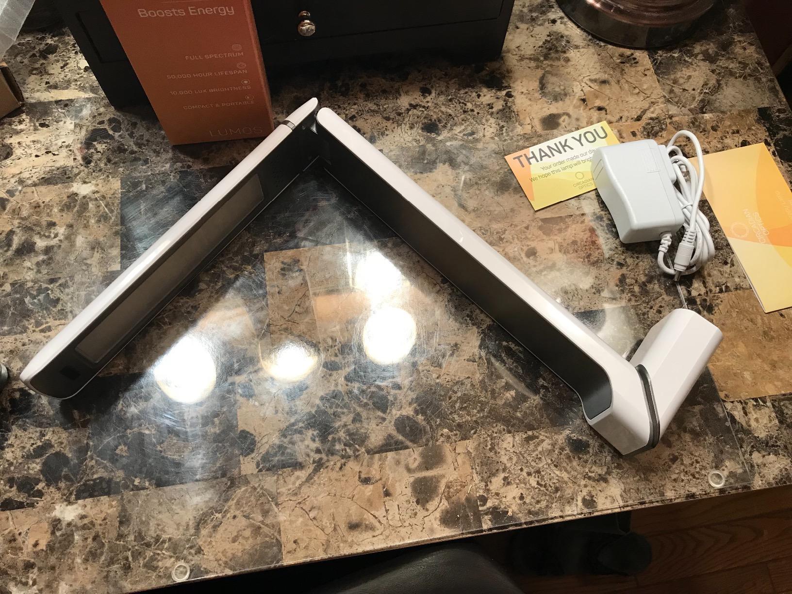 Circadian Optics Lumos 10,000 Lux Light Therapy Lamp | Seen On Shark Tank | Sun Lamp For Seasonal Blues | Ultra Bright White Light Therapy | UV-Free | Full-Spectrum | Adjustable Panel customer photo 2
