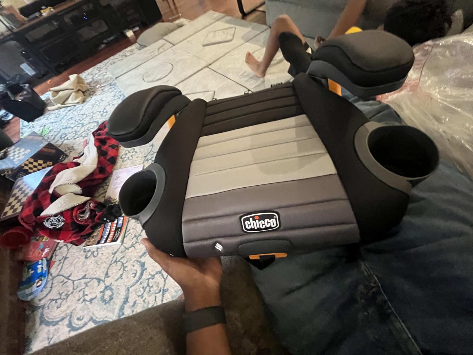 Chicco GoFit ClearTex Plus Backless Booster Car Seat, Latch Attachment, Obsidian/Black customer photo 2