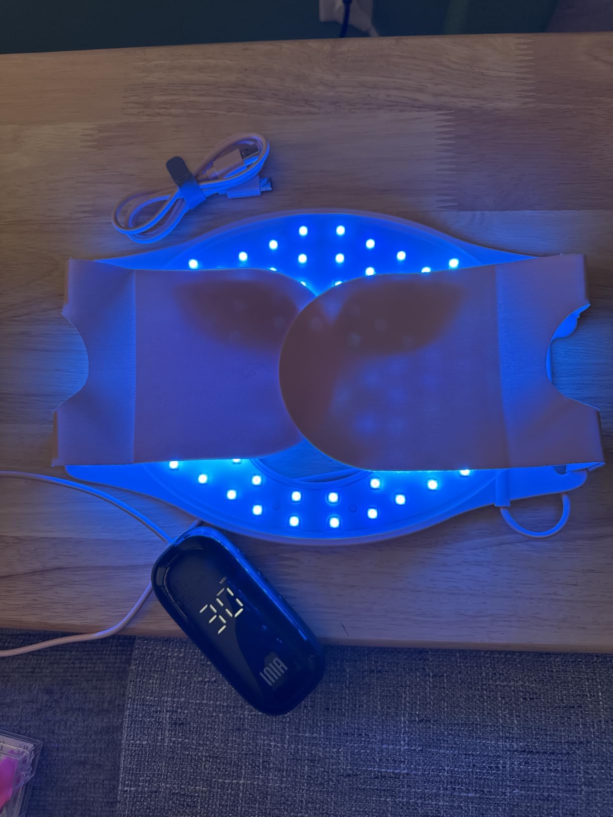 INIA Red Light Therapy Mask for Face - 4 Light Modes with 850nm NIR, Red & Blue LED Light Therapy, 2600mAh Rechargeable LED Face Mask customer photo 2