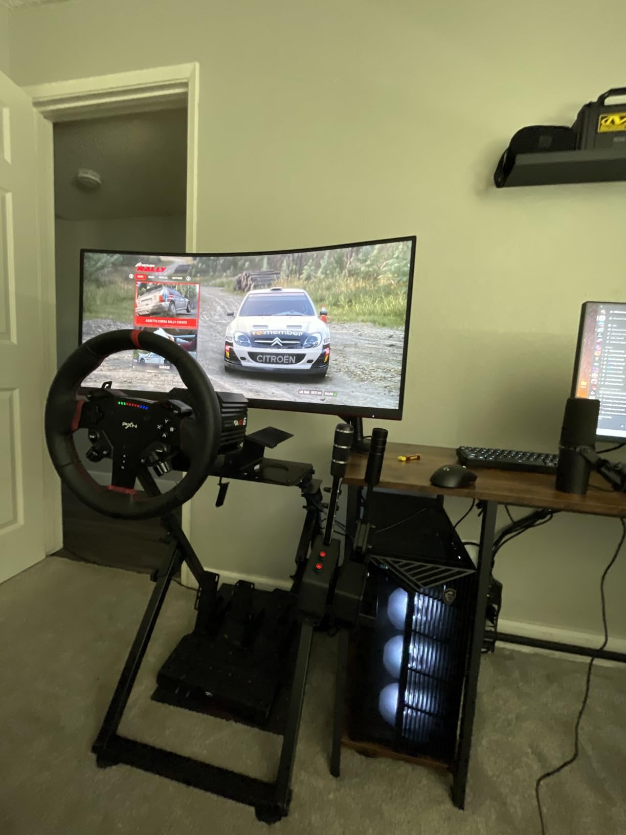 GTPLAYER Sim Racing Wheel Stand Simulator Cockpit Wheel Stand fit for Logitech G25 G27 G29 G920 G923 Thrustmaster T330TS Gaming Stand Wheel Pedals NOT Included, Deep Black With Cup Holder customer photo 1