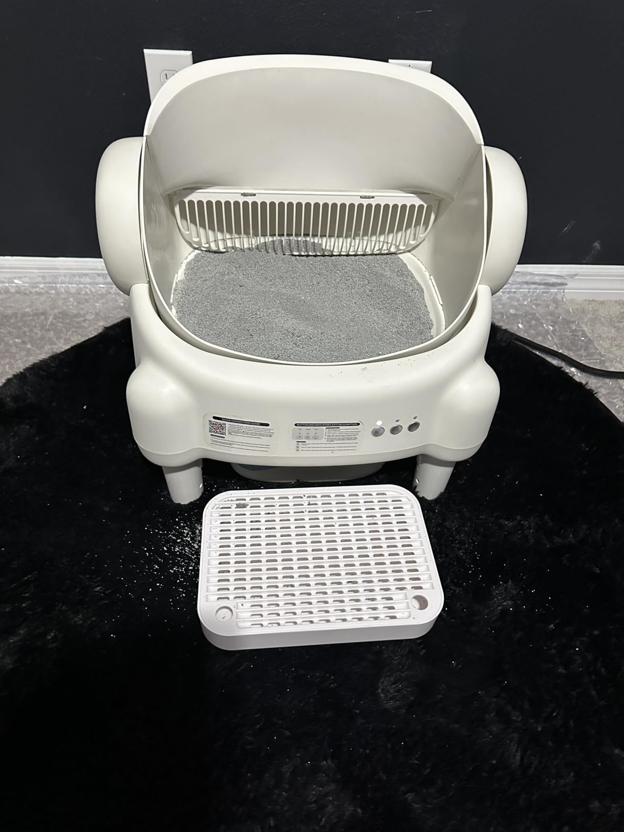 Self Cleaning Litter Box, Open Top Automatic Litter Box with App Control for Multiple Cats, Safety Sensors Protection, Odor Control Includes 2 roll Liners, Large Waste Bin, Cream White customer photo 2