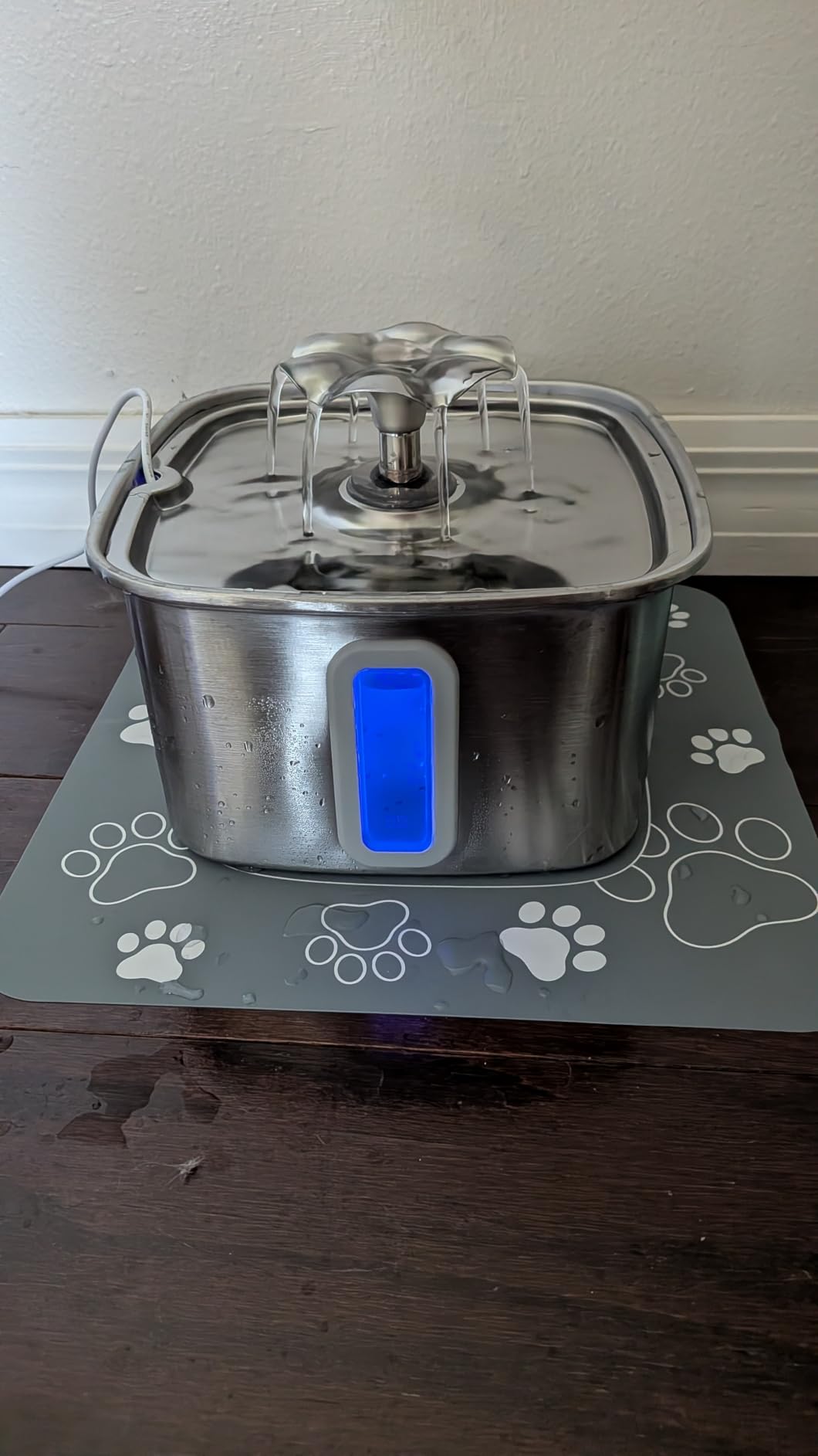 Veken Innovation Award Winner Stainless Steel Cat Water Fountain, 108oz/3.2L Automatic Pet Fountain Dog Water Dispenser with 3 Replacement Filters & Silicone Mat, Gifts for Cats, Dogs (Silver) customer photo 2