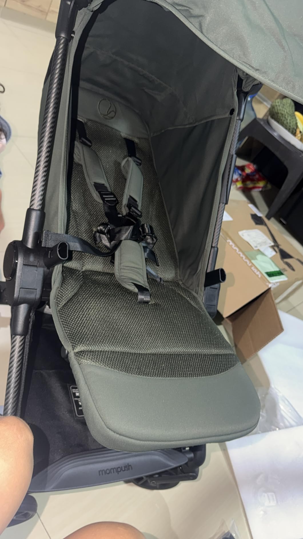 Mompush Nexis Carbon Travel Stroller, Ultra-Lightweight 11.5 lbs, Compact & Airplane Carry-On Approved, One-Second Auto-Fold, One-Hand Full Recline, from Birth to 50 lbs, JPMA Certified, Forest customer photo 1