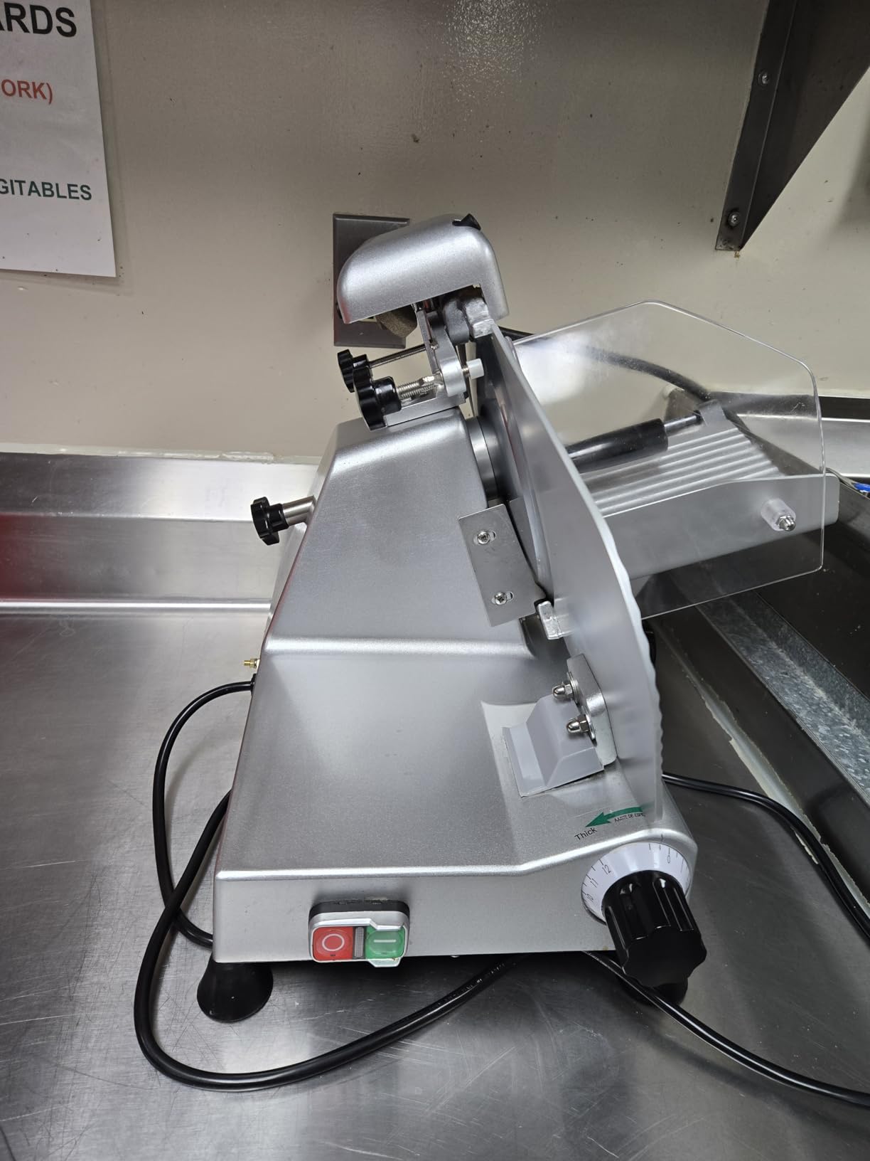 12-inch Commercial Meat Slicer, 270W Powerful Food Slicer, 0-18mm Thickness Adjustment, Built-in Sharpener, Suitable for Slicing Meat, Cheese, Vegetables, and More customer photo 1