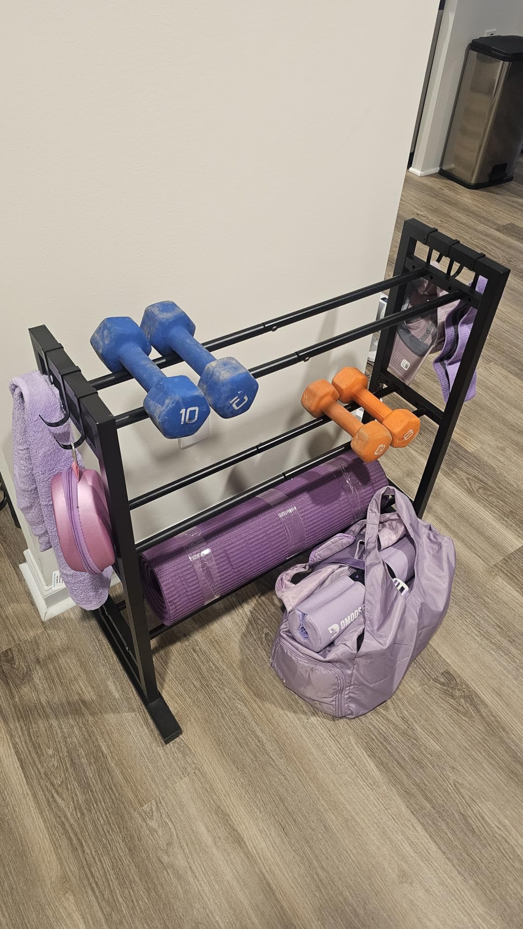 niffgaff 3 Tier Adjustable Dumbbell Rack, Weight Rack for Home Gym, 450 lb Capacity with Extra Storage Hooks customer photo 1