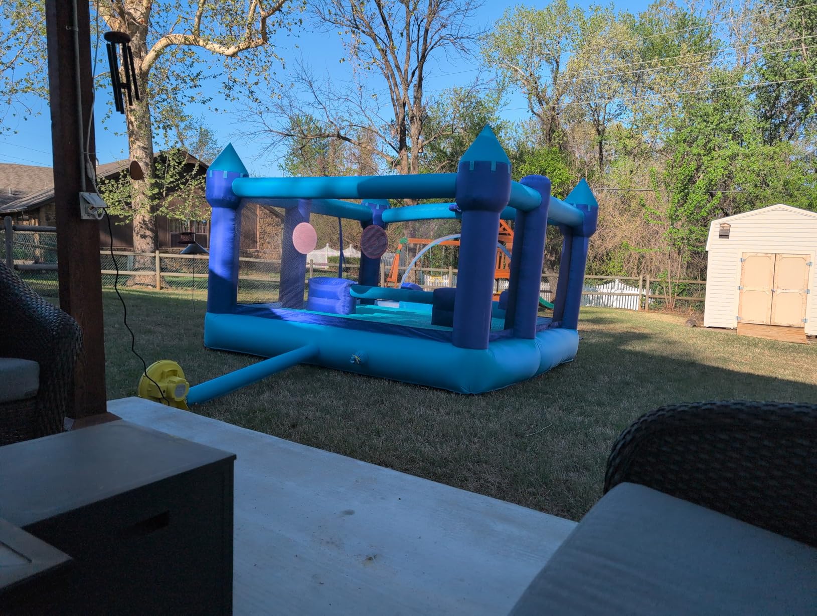 Hapfan Inflatable Bounce House for Big Kids, 15ft x 12ft Large Outdoor Bouncy Castle with Wider Slide & Basketball Hoop, Great for Birthday Party, Blower Included, Holds 6 Kids 600lbs (Purple) customer photo 1