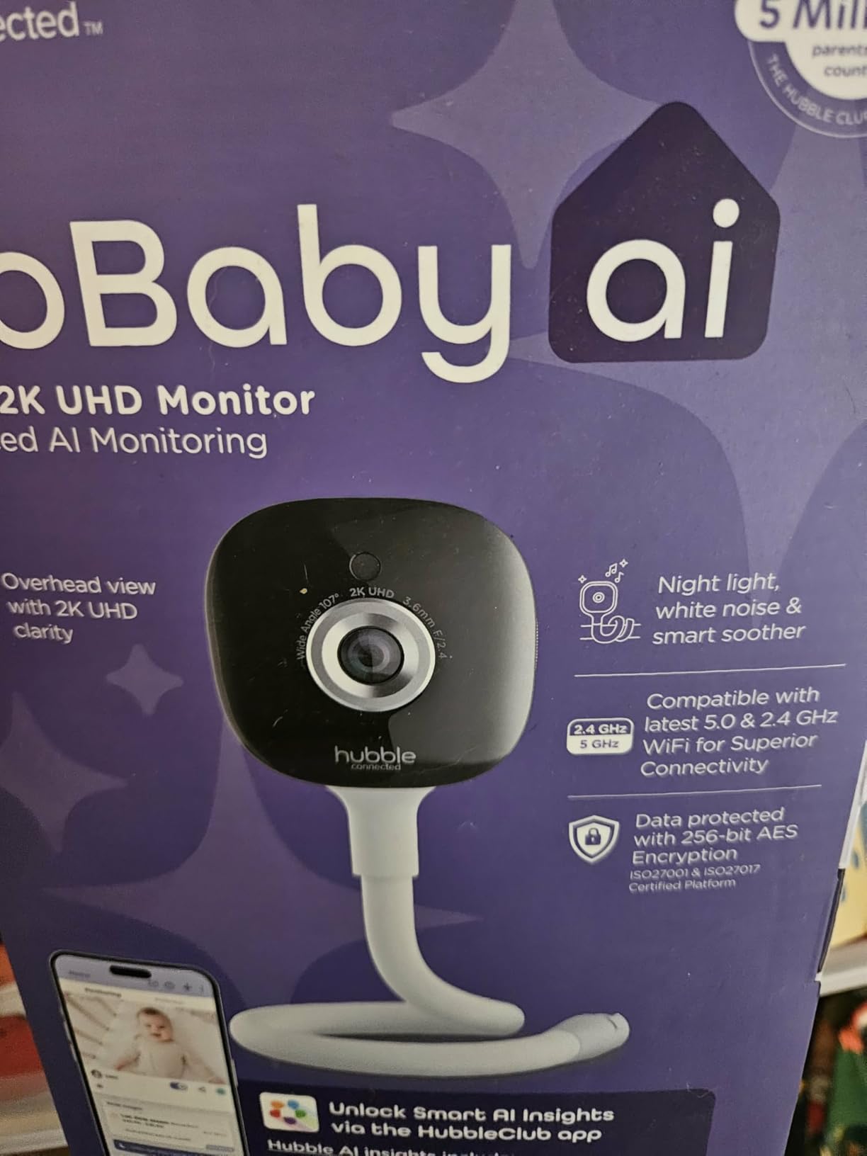 HUBBLE CONNECTED GoBaby - 2K HD Baby Monitor Camera w/Advanced Monitoring, Covered Face & Rollover Detection, True Cry Alerts, Sleep Training & Smart Soother - w/Flexible Mount customer photo 1