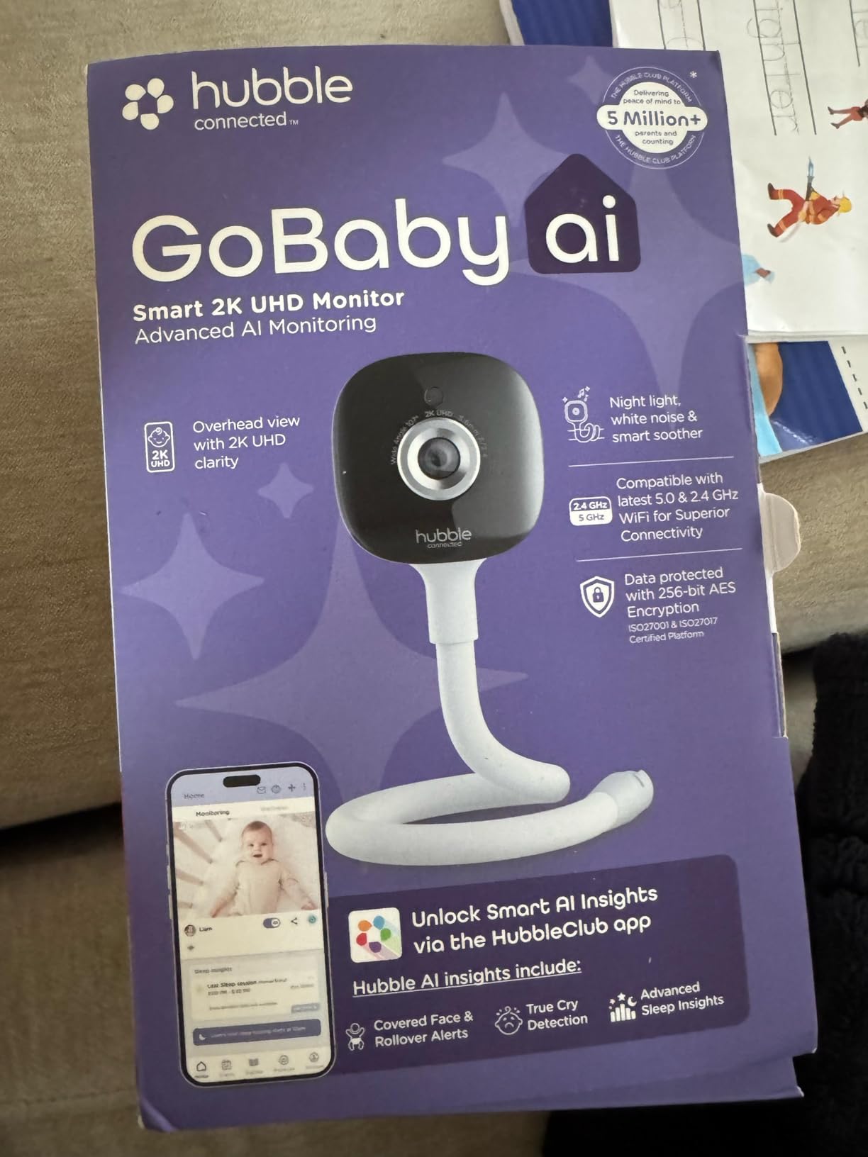 HUBBLE CONNECTED GoBaby - 2K HD Baby Monitor Camera w/Advanced Monitoring, Covered Face & Rollover Detection, True Cry Alerts, Sleep Training & Smart Soother - w/Flexible Mount customer photo 2