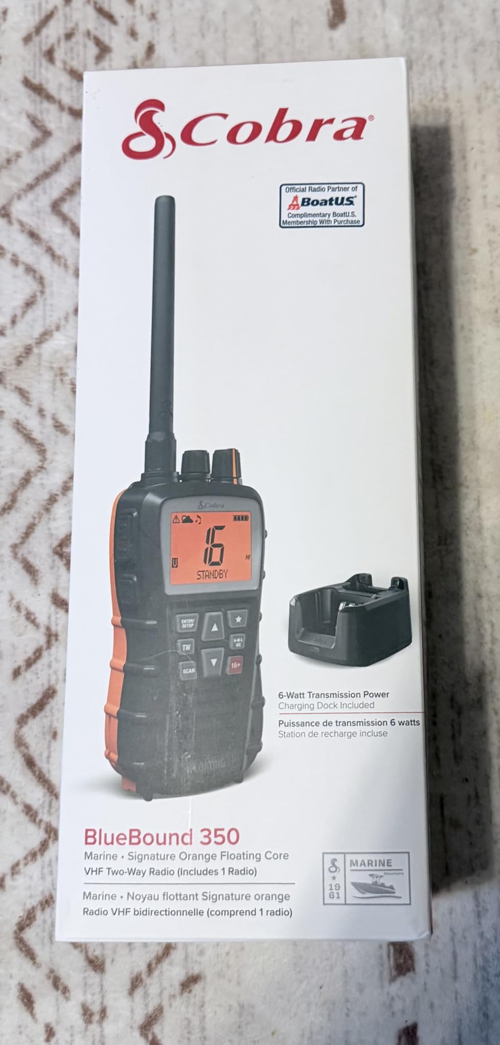 Cobra BlueBound 350 VHF Handheld Marine Radio - Black - 6-Watt, Floating, Long Range, NOAA Weather Alerts, International Functionality, IPX7 Waterproof, USB-C, Submersible, LCD Screen, Belt Clip customer photo 2